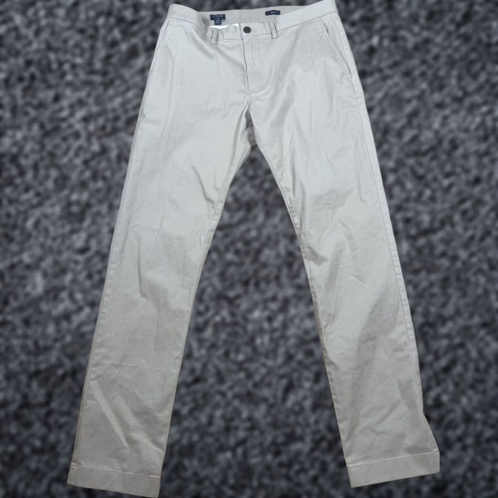 J.Crew J.CREW Chino Pants Mens 32x32 Straight Slim Flex Stretch Cotton Workwear Casual Beige 32 Inseam Slim Leg Style Straight Men's Pants Size US 32 / EU 48 - 1 Thumbnail