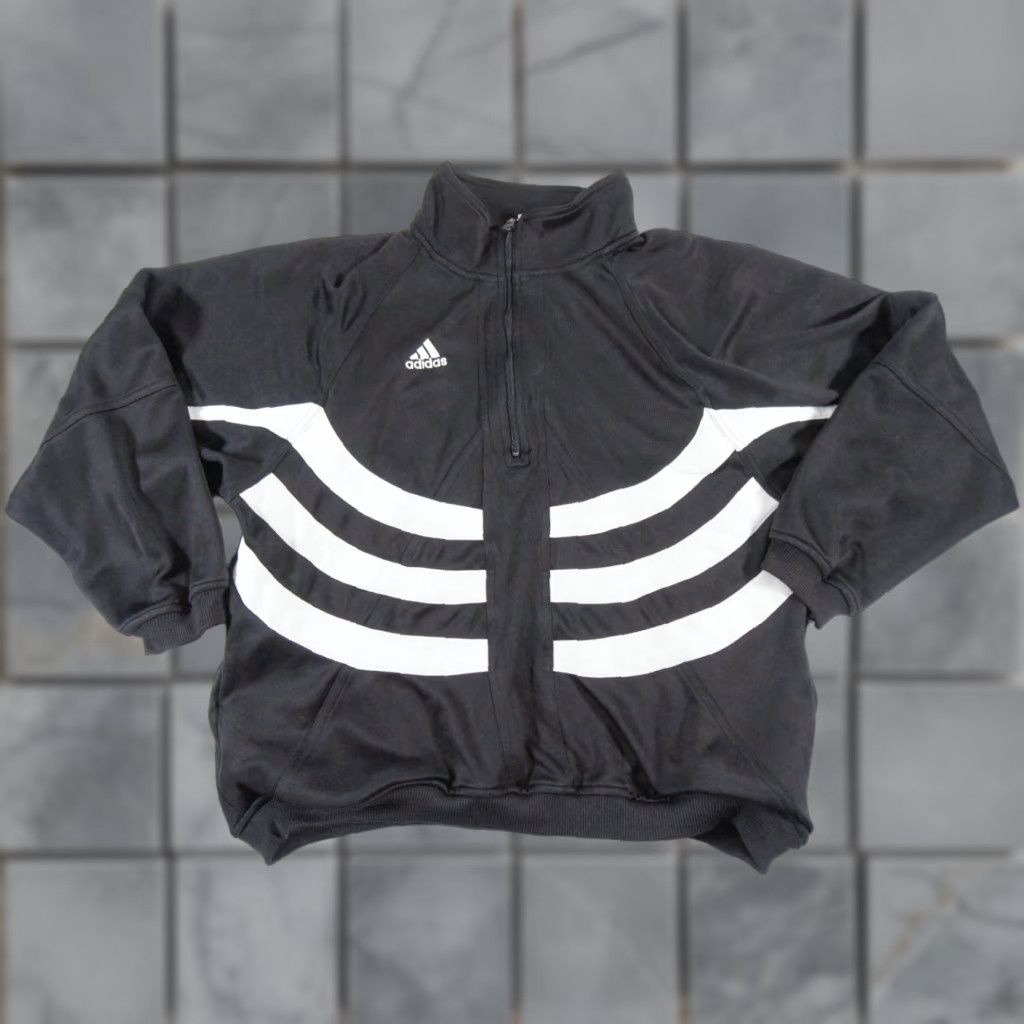 Adidas VINTAGE Adidas Sweater Mens Medium Black 1/4 Zip Pullover Predator 3 Stripes Y2K Mens Size US M / EU 48-50 / 2 - 1 Thumbnail