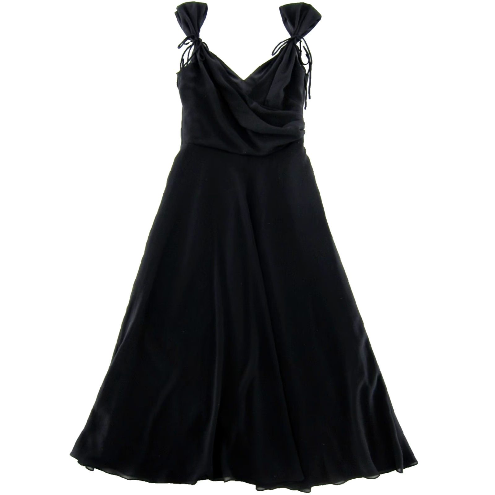 Vintage VINTAGE Dessy Collection Black Chiffon Cap Sleeve Midi Sheath Dress Gown 4 SP Size S / US 4 / IT 40 - 2 Thumbnail