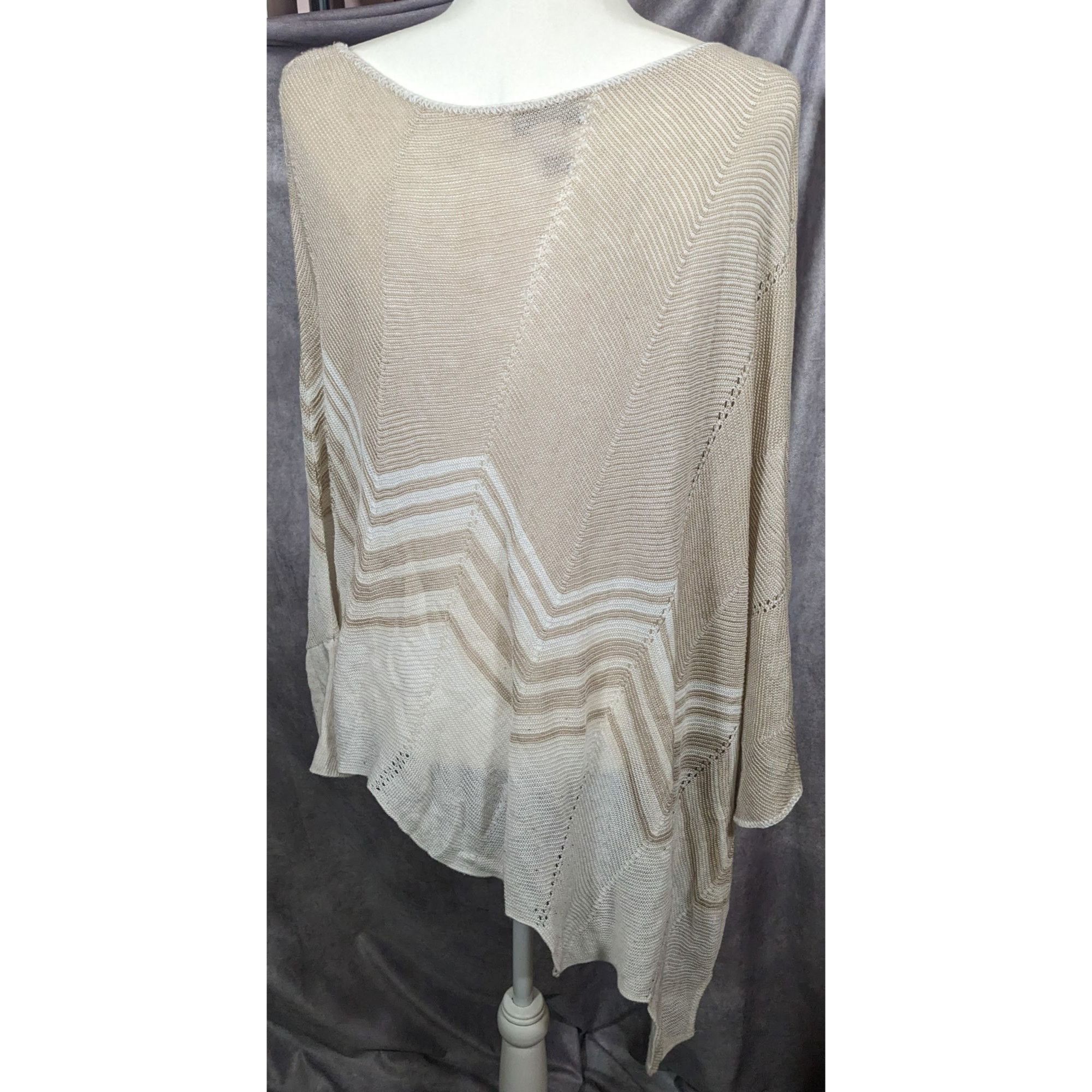 Other Christopher & Banks Preppy Cream ZigZag Knit Poncho Size L / US 10 / IT 46 - 7 Thumbnail
