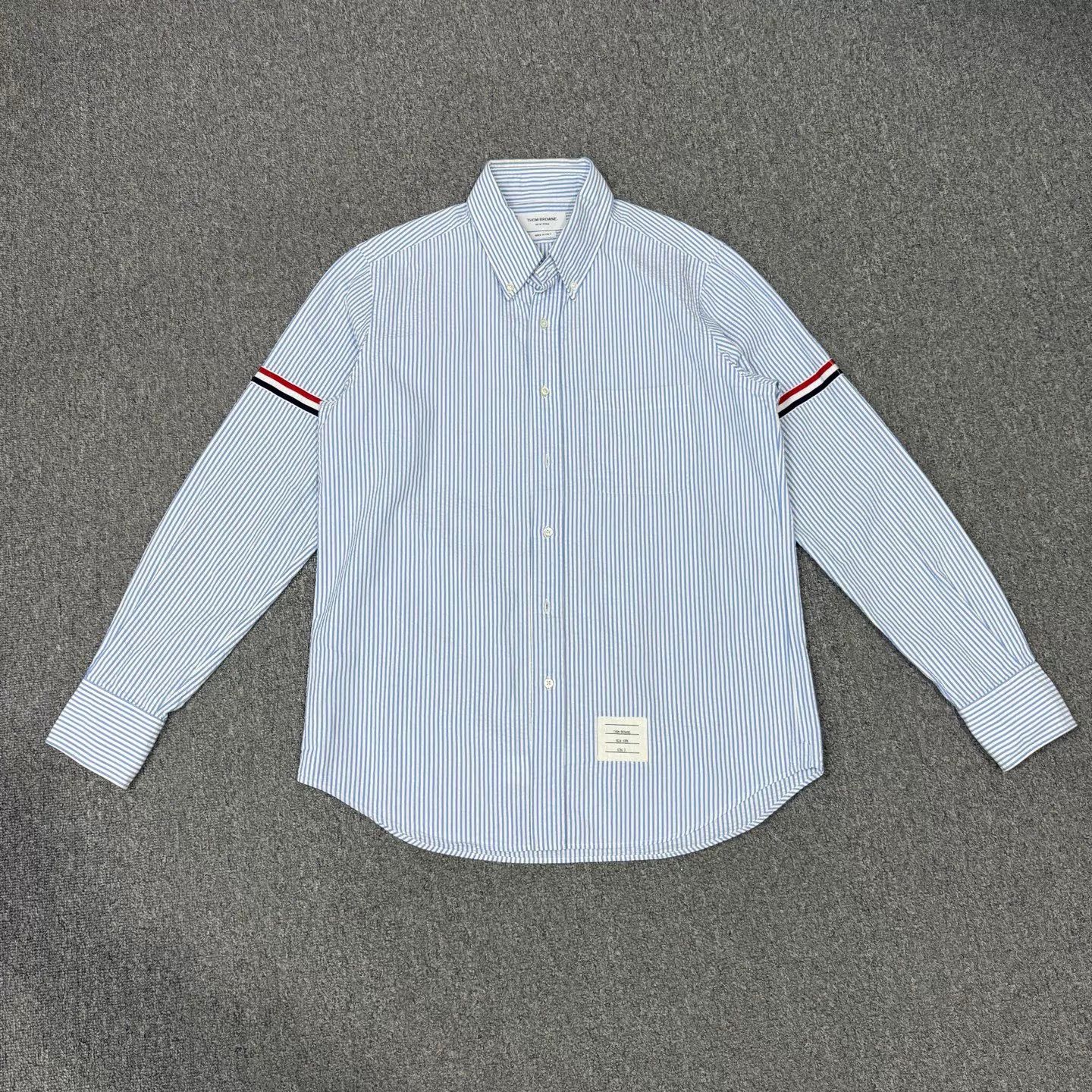 Thom Browne Thom Browne blue long sleeve stripe shirt 3 mint Size US L / EU 52-54 / 3 - 1 Thumbnail