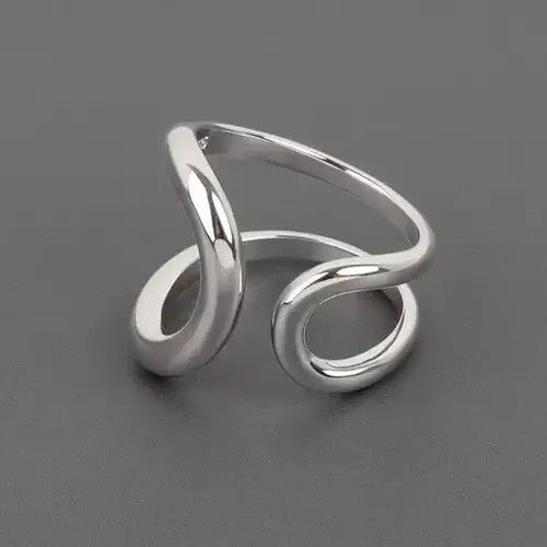 Jewelry × Vintage Abstract Ring Bold Silver Modern Chrome Punk Art Psychedelic Size ONE SIZE - 1 Thumbnail