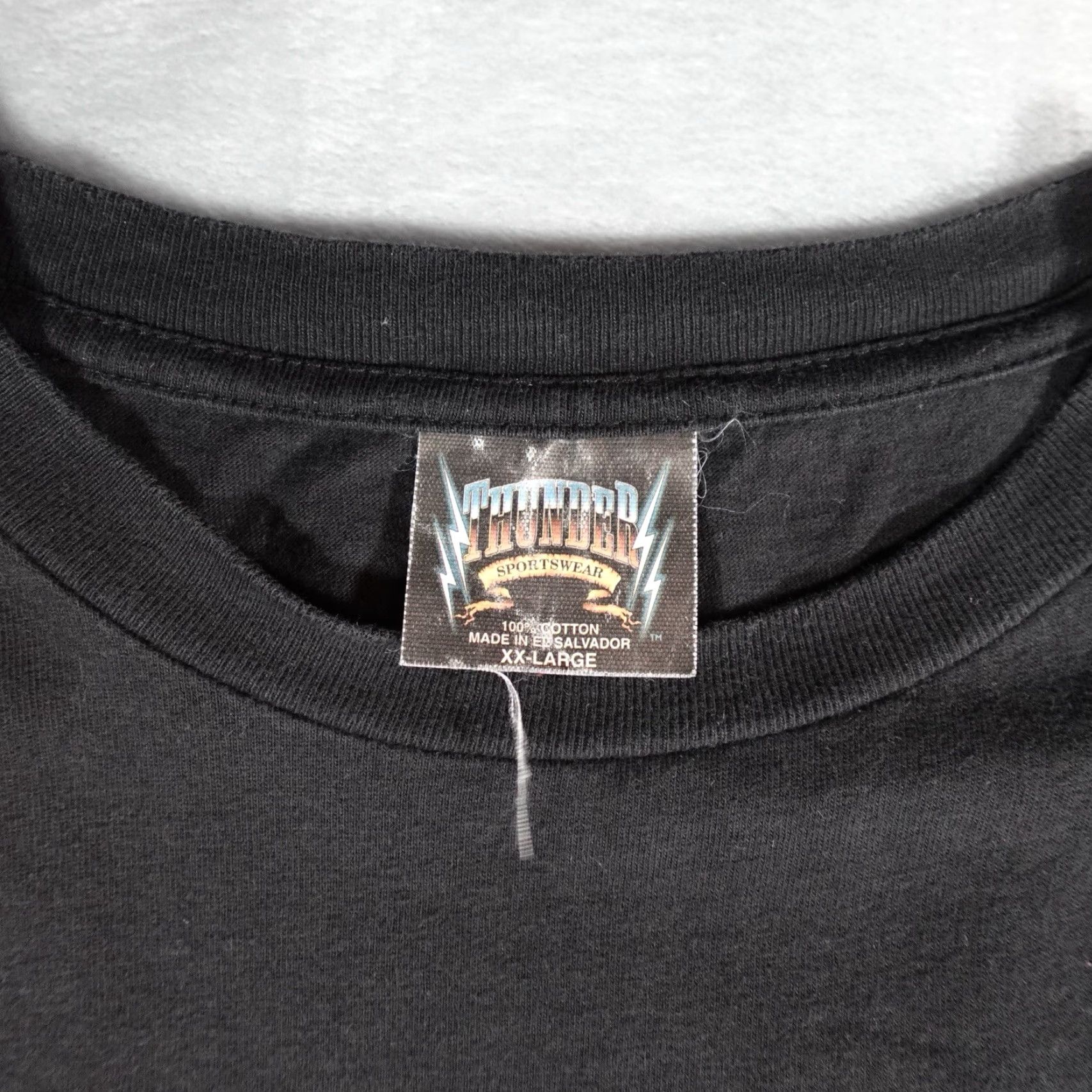 Vintage VINTAGE American Thunder T-Shirt Mens 2XL Black Crew Neck Short Sleeve Graphic Print Biker Grunge Y2K Fade Size US XXL / EU 58 / 5 - 2 Thumbnail