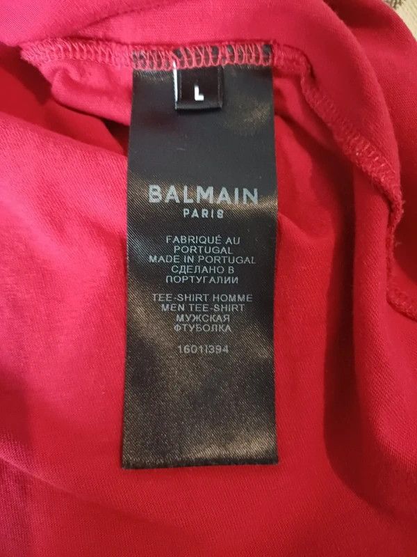 Balmain Original Balmain Paris Men's T-Shirt - Bright Red, Size L Size US L / EU 52-54 / 3 - 7 Thumbnail