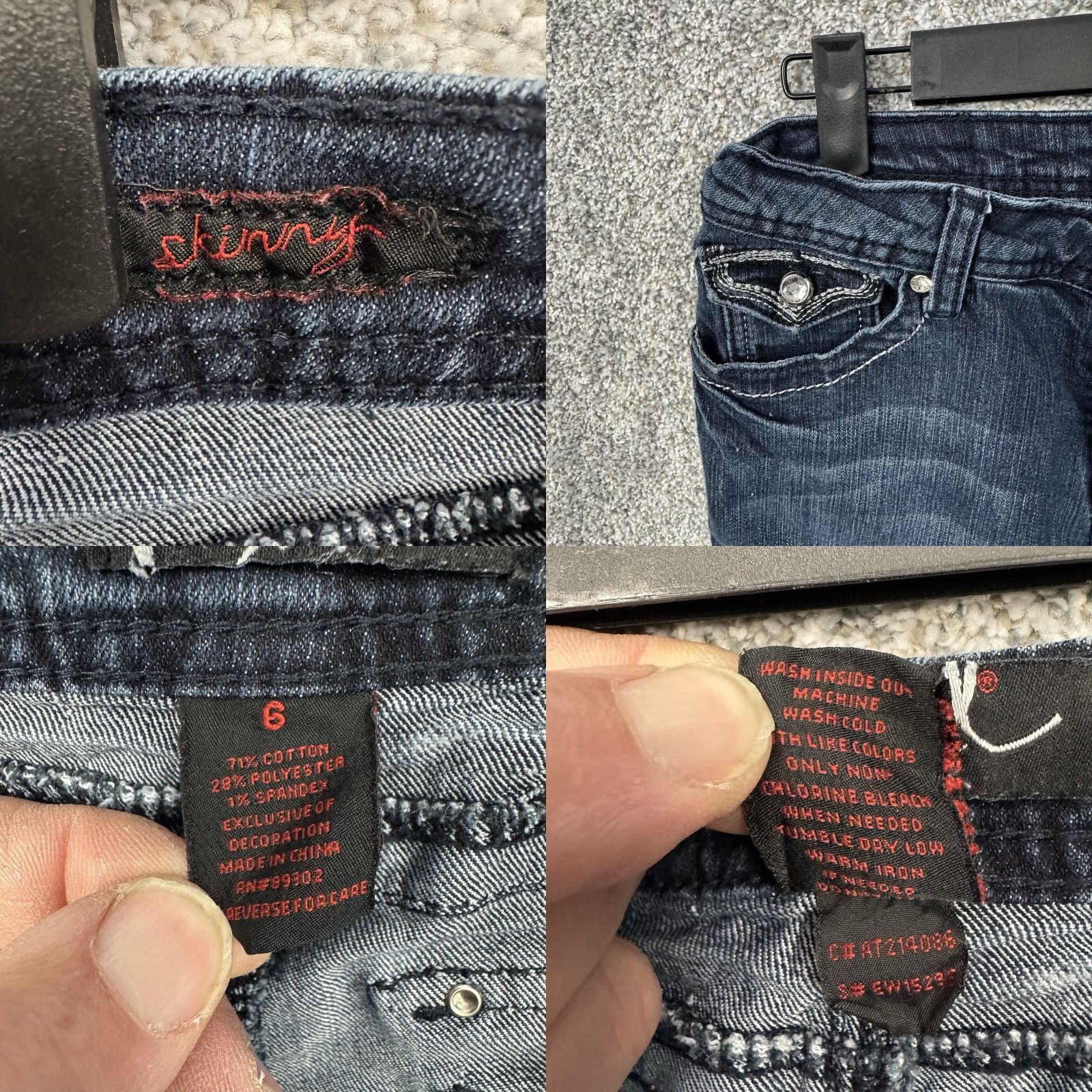Vintage VINTAGE Earl Jeans Jeans 6 Skinny Dark Wash Embellished Retro Y2K Western Glam Edgy Cowboy 31W 29.5in Mid Rise 5-Pocket Blue Womens Shirt? Size 28" / US 6 / IT 42 - 8 Thumbnail