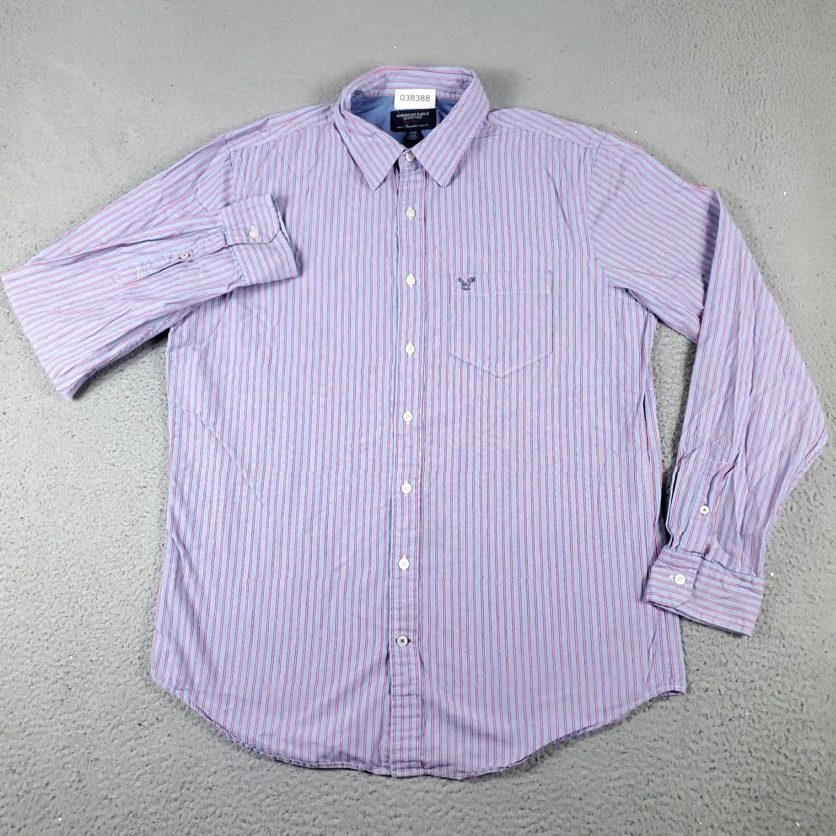 American Eagle Outfitters VINTAGE American Eagle Outfitters Shirt Mens LT Large Tall Blue Striped Button Up Long Sleeve Size US L / EU 52-54 / 3 - 3 Thumbnail