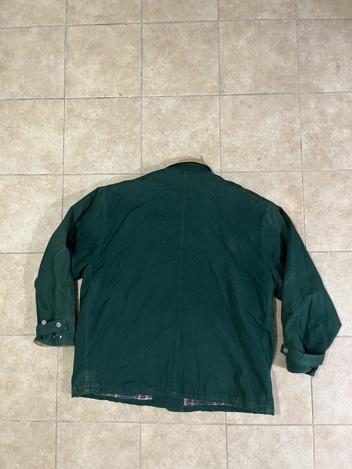 American Apparel Woodlake men’s green canvas field jacket tan corduroy collar Size US XL / EU 56 / 4 - 3 Thumbnail