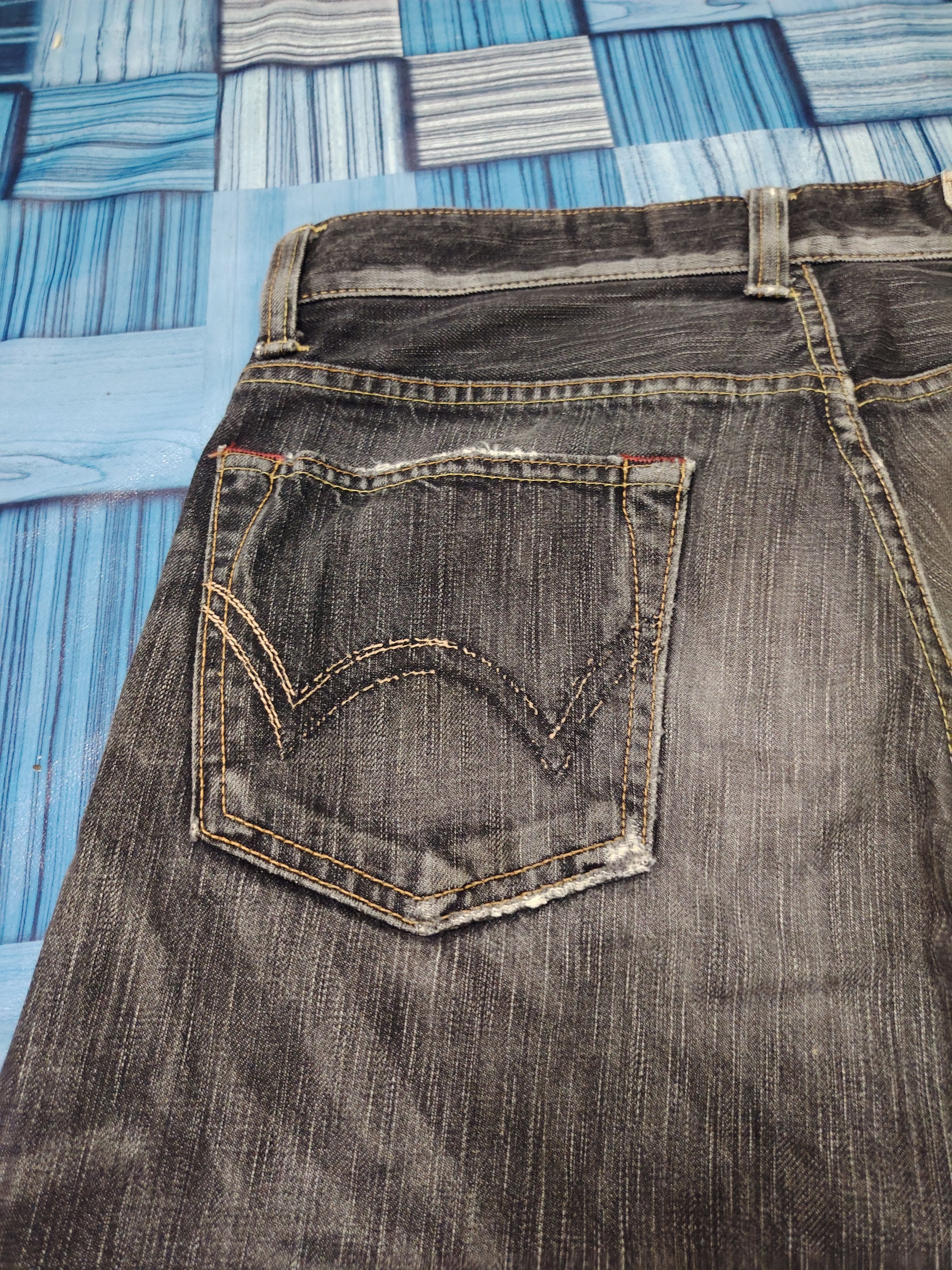 Who Decides War Japanese Edwin 503 Blue Trip Flared Jeans Distressed Jeans Size US 30 / EU 46 - 20 Thumbnail
