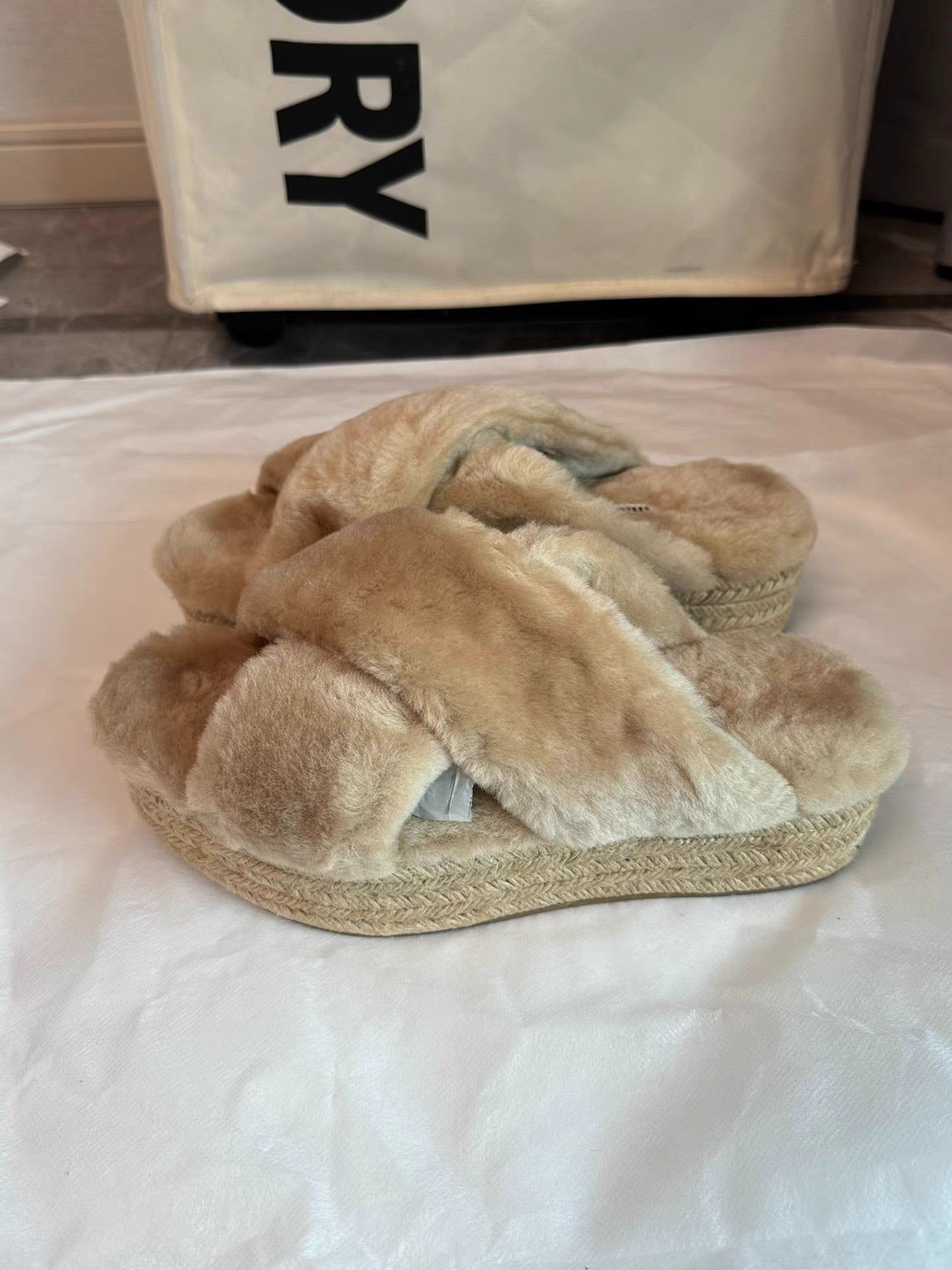 Miu Miu MiuMiu Shearling Fur Slides with Espadrille Platform K6 Size US 7.5 / IT 37.5 - 1 Thumbnail
