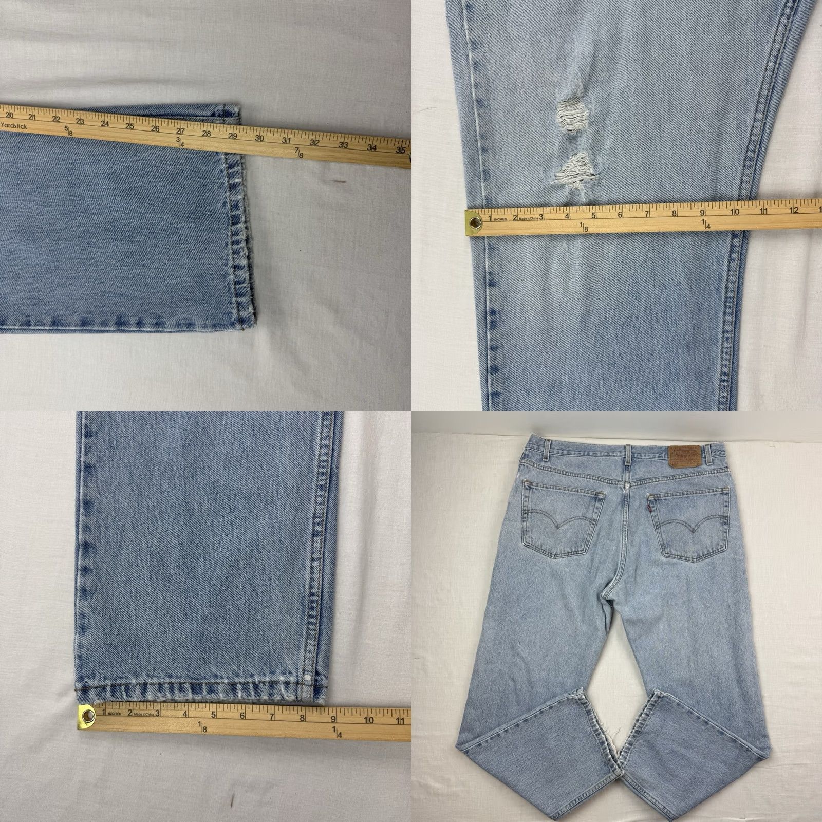 Levi's VINTAGE Levi's 505 Jeans Men Regular 38x30 Blue Cotton Denim Straight 90s Y2K Worn Thrashed Size US 38 / EU 54 - 9 Thumbnail
