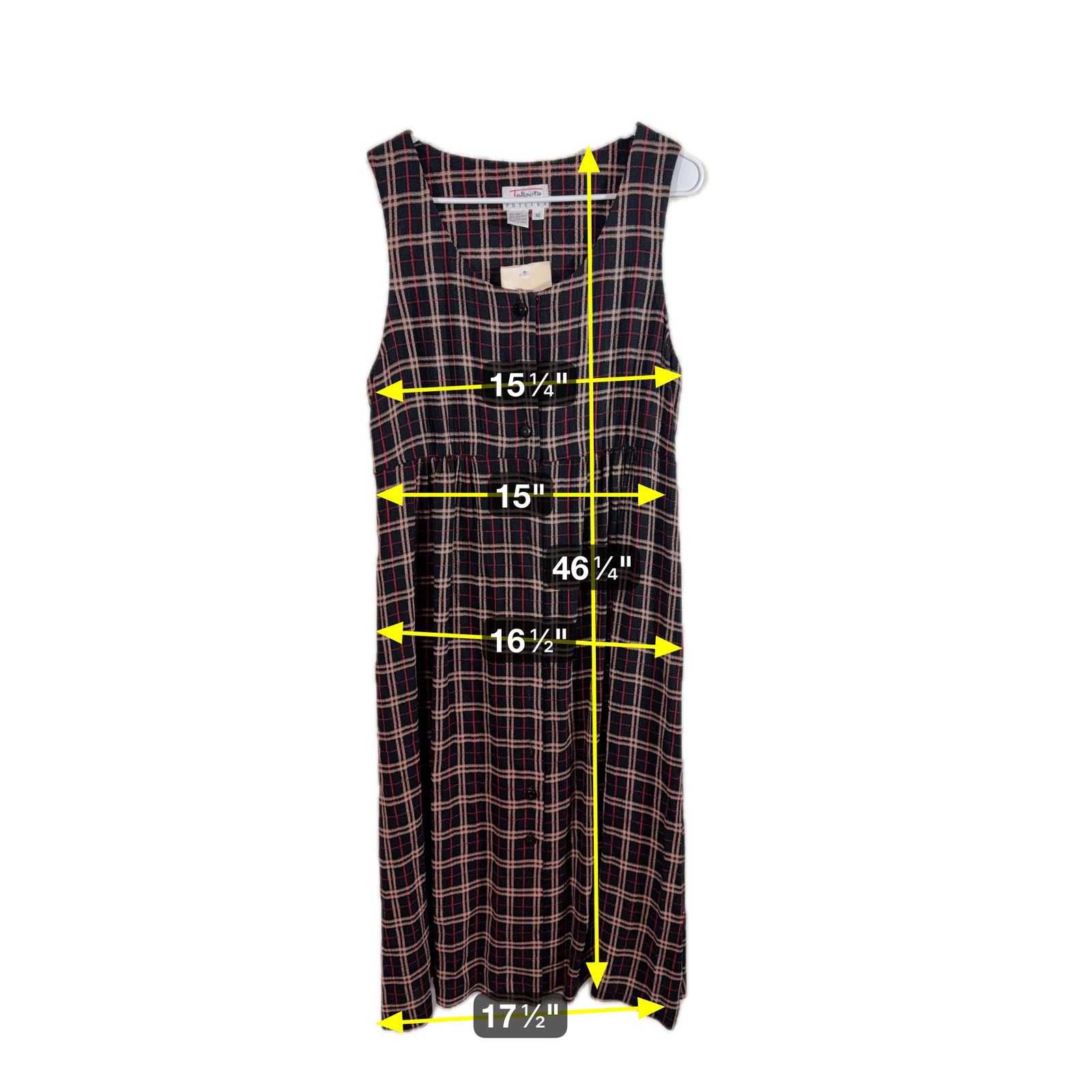 Vintage 90s Talbots Dress 10P NOS Womens Dress Midi Plaid Overall Size L / US 10 / IT 46 - 4 Thumbnail