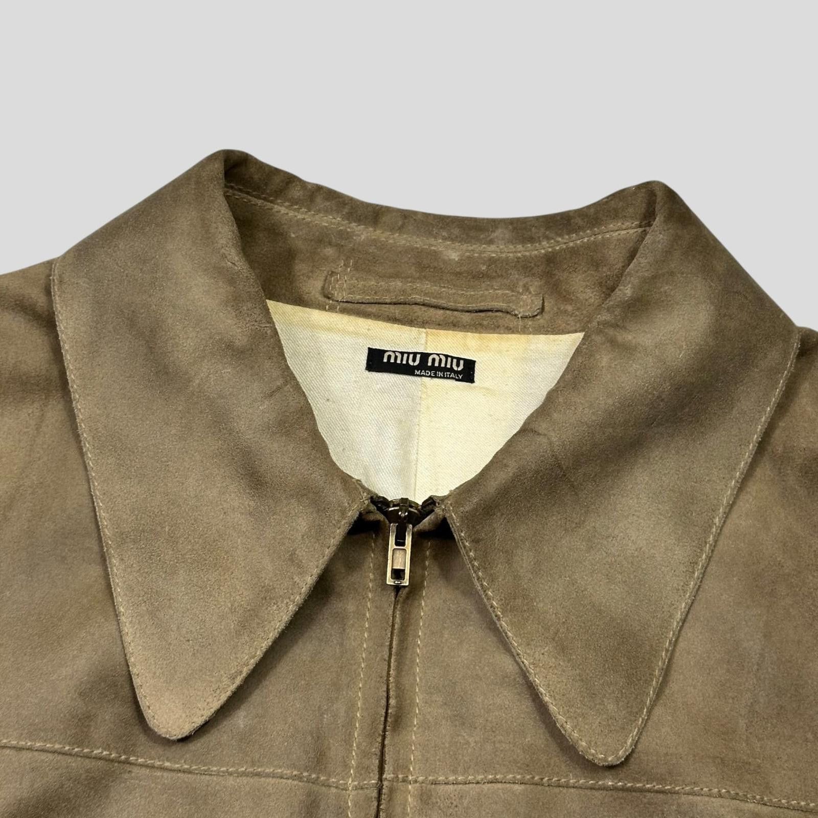 Miu Miu Miu Miu 00’s Suede Leather Cropped Work Jacket - IT50 (M/L) Size US M / EU 48-50 / 2 - 3 Thumbnail
