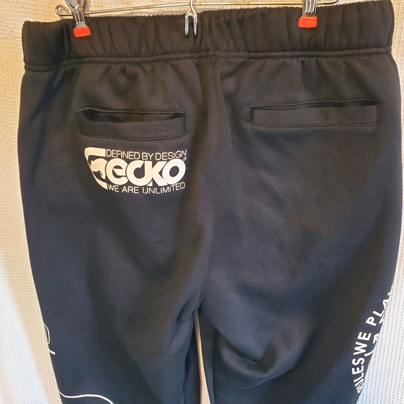 Ecko Unltd. VINTAGE Ecko Unltd Sweatpants Mens XL Regular Black White Solid Wrap Logo Pockets Drawstring Inseam 30" Size US 36 / EU 52 - 6 Thumbnail