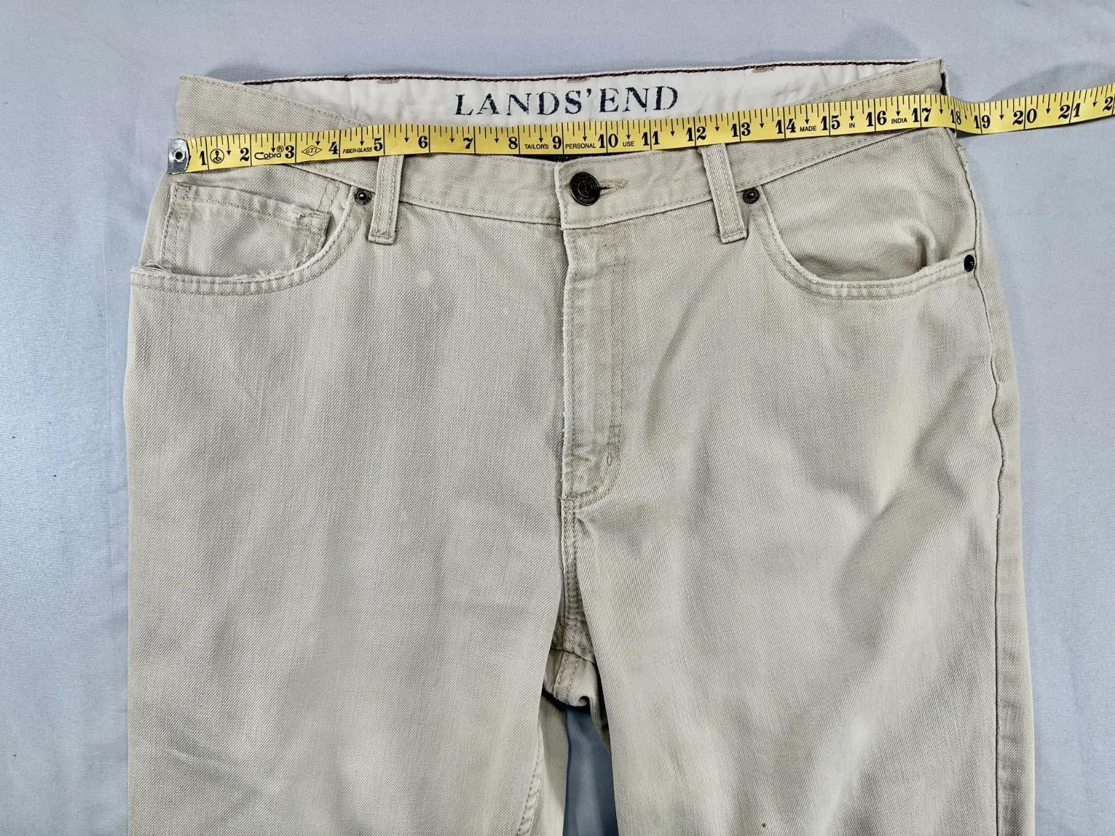 Lands' End Lands End Men's 35 Traditional Fit Tapered Leg Beige Jeans Size US 35 - 3 Thumbnail
