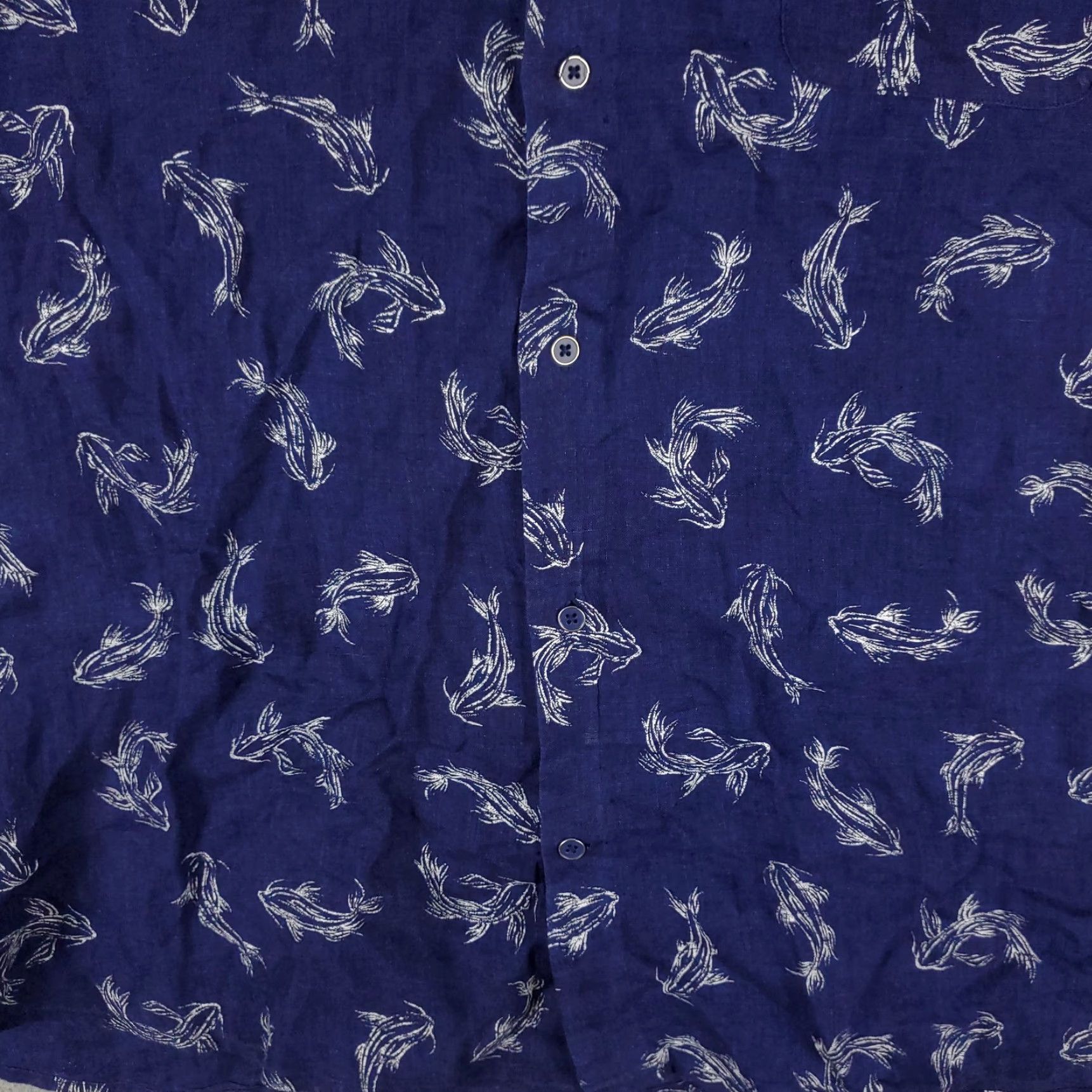 Peter Millar Peter Millar Shirt Men XL Navy Linen Button-Up Short Sleeve Size US XL / EU 56 / 4 - 3 Thumbnail