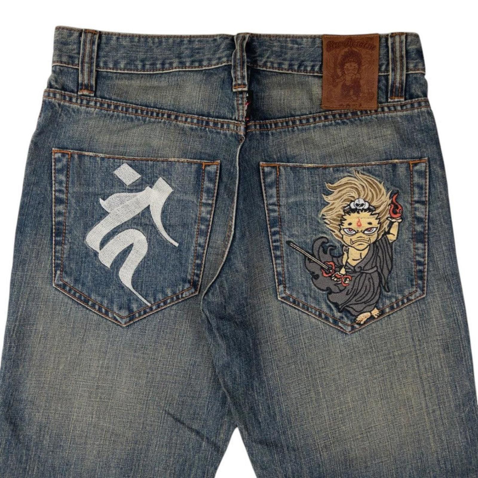 Other Vintage Jizo Bosatsu Embroidered Troll Denim Jeans Size W30 Size US 30 / EU 46 - 1 Thumbnail