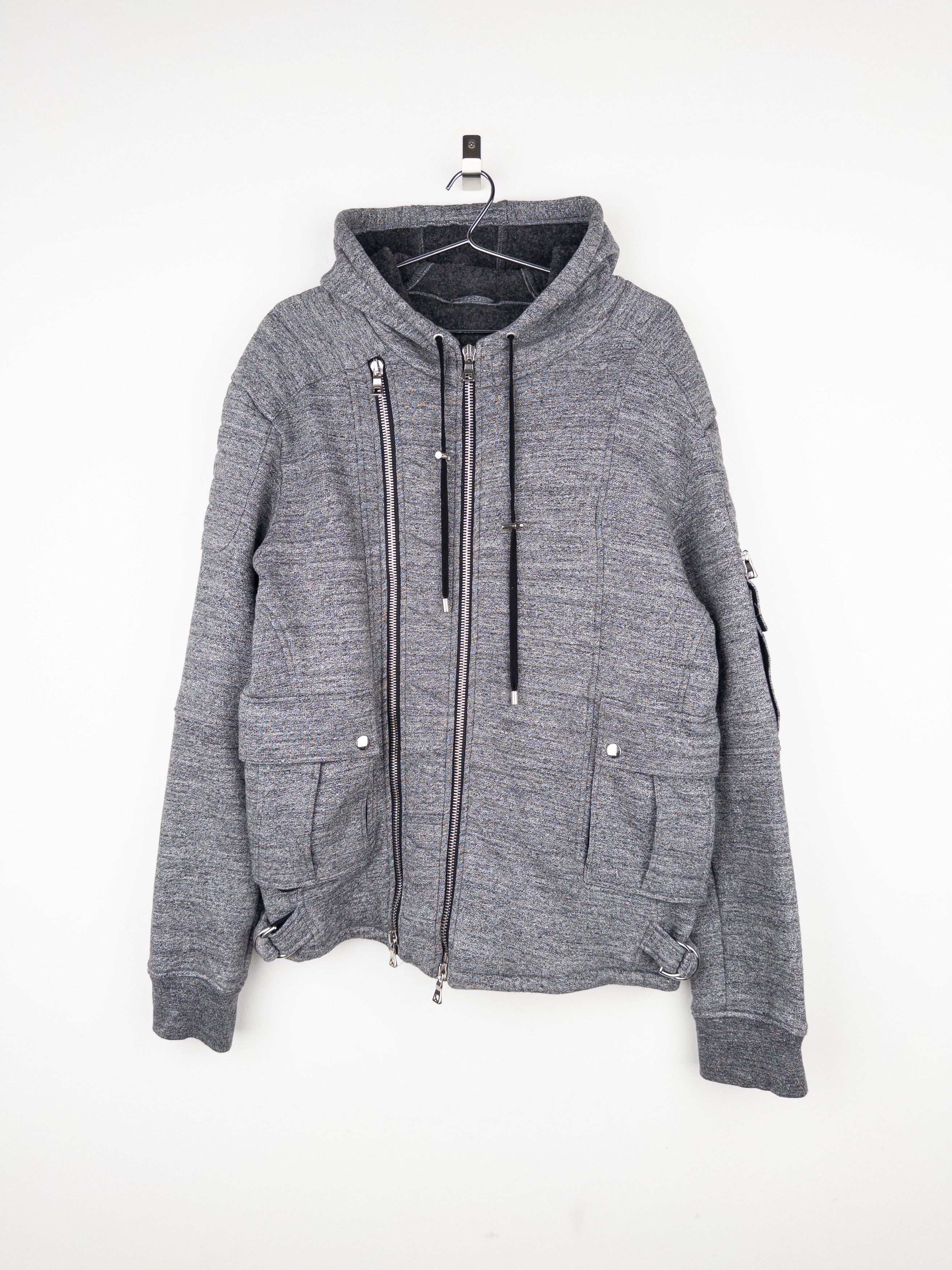 Balmain by Olivier Rousteing 2010s Double-Zip Biker Hoodie Jacket Size US L / EU 52-54 / 3 - 1 Thumbnail