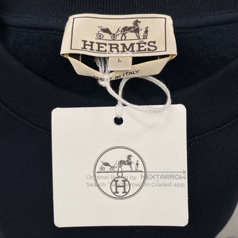 Hermes Hermes Navy Blue Sweatshirt, Pure Cotton Size L / US 10 / IT 46 - 5 Thumbnail
