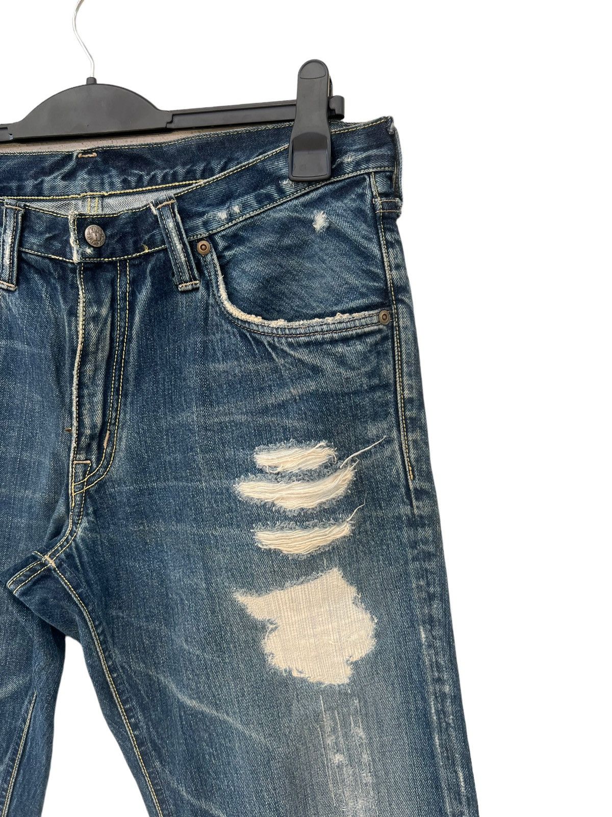 Blue Blue Japan Vintage Blue Blue Japan Distress Zigzag Denim Flare Jeans Size US 33 - 11 Thumbnail