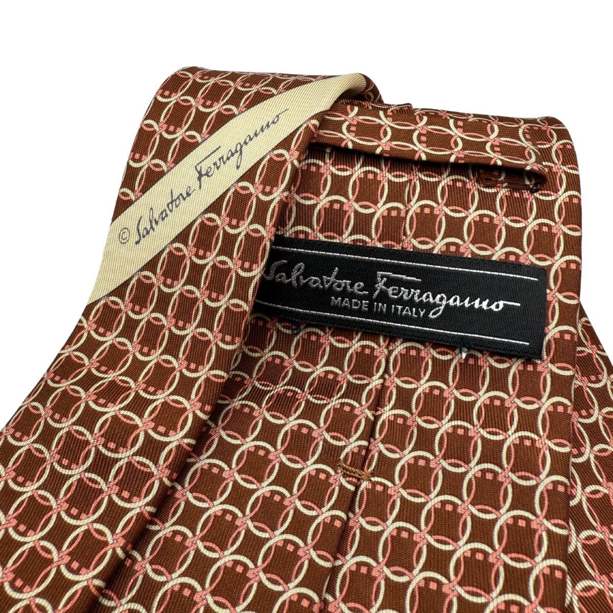 Salvatore Ferragamo Salvatore Ferragamo Brown Silk Tie, Made in Italy, Like New Size ONE SIZE - 4 Thumbnail