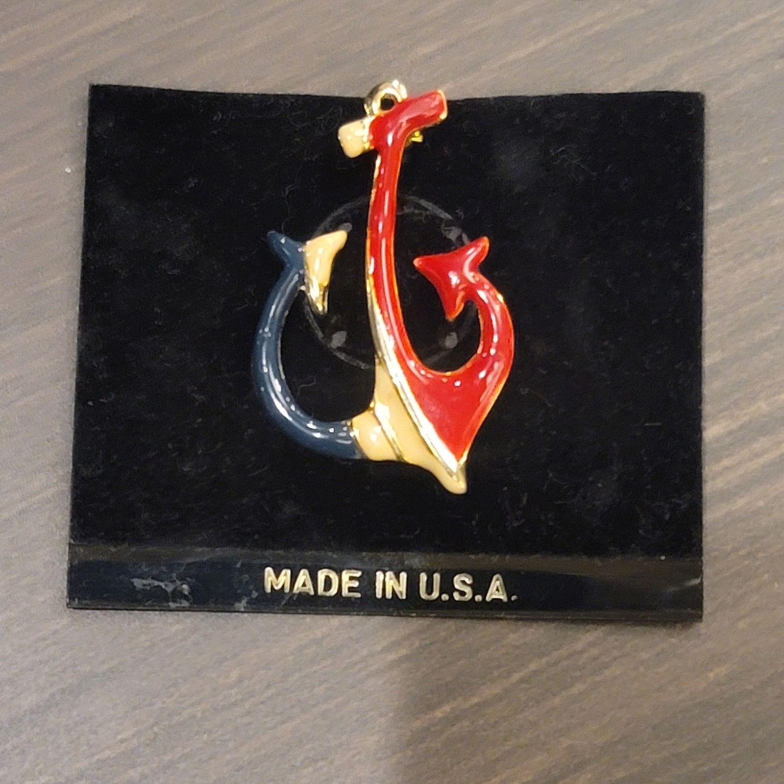 The Unbranded Brand Vtg USA Red White Blue Ship Anchor Brooch Pin Size ONE SIZE - 1 Thumbnail