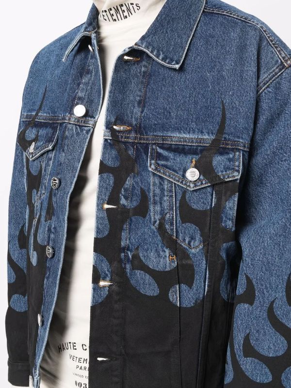 Vetements o1mle0824 Fire Denim Jacket in Black & Blue Size XL / US 12-14 / IT 48-50 - 6 Thumbnail