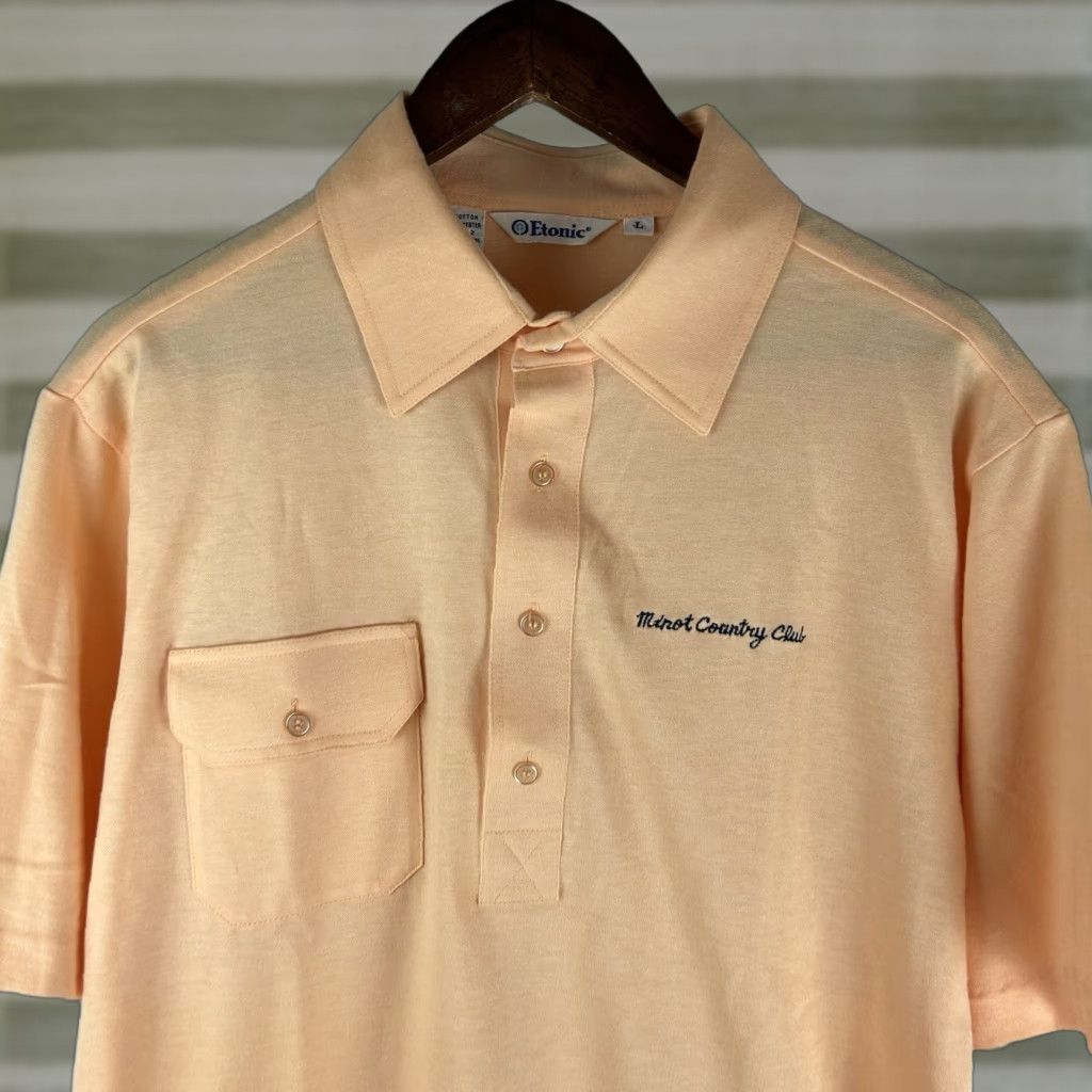 Vintage VTG Entonic Golf Polo Mens Large Orange Peach Minot Country Club 70s 80s Size US L / EU 52-54 / 3 - 1 Thumbnail