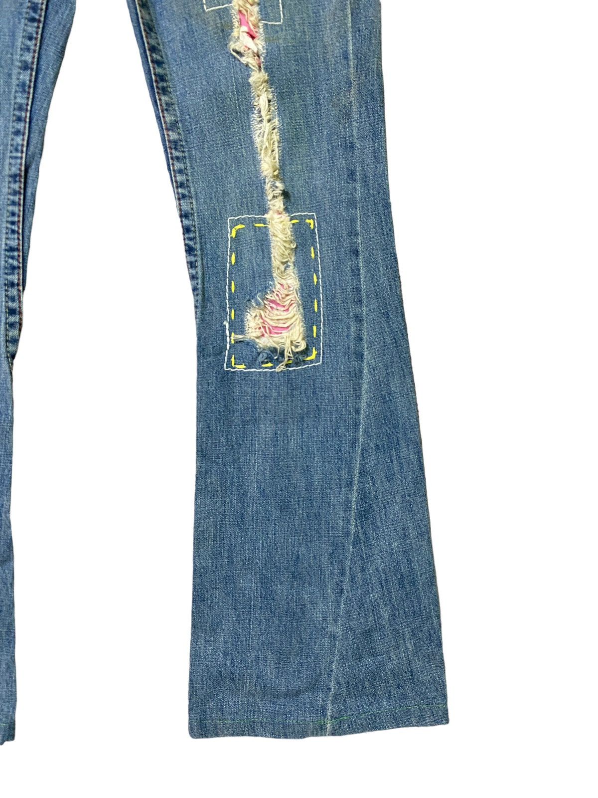 Japanese Brand × Vintage FLARED💥 SISTEMATIC DISTRESSED PATCHES BOOTCUT DENIM JEANS Size US 30 / EU 46 - 6 Thumbnail