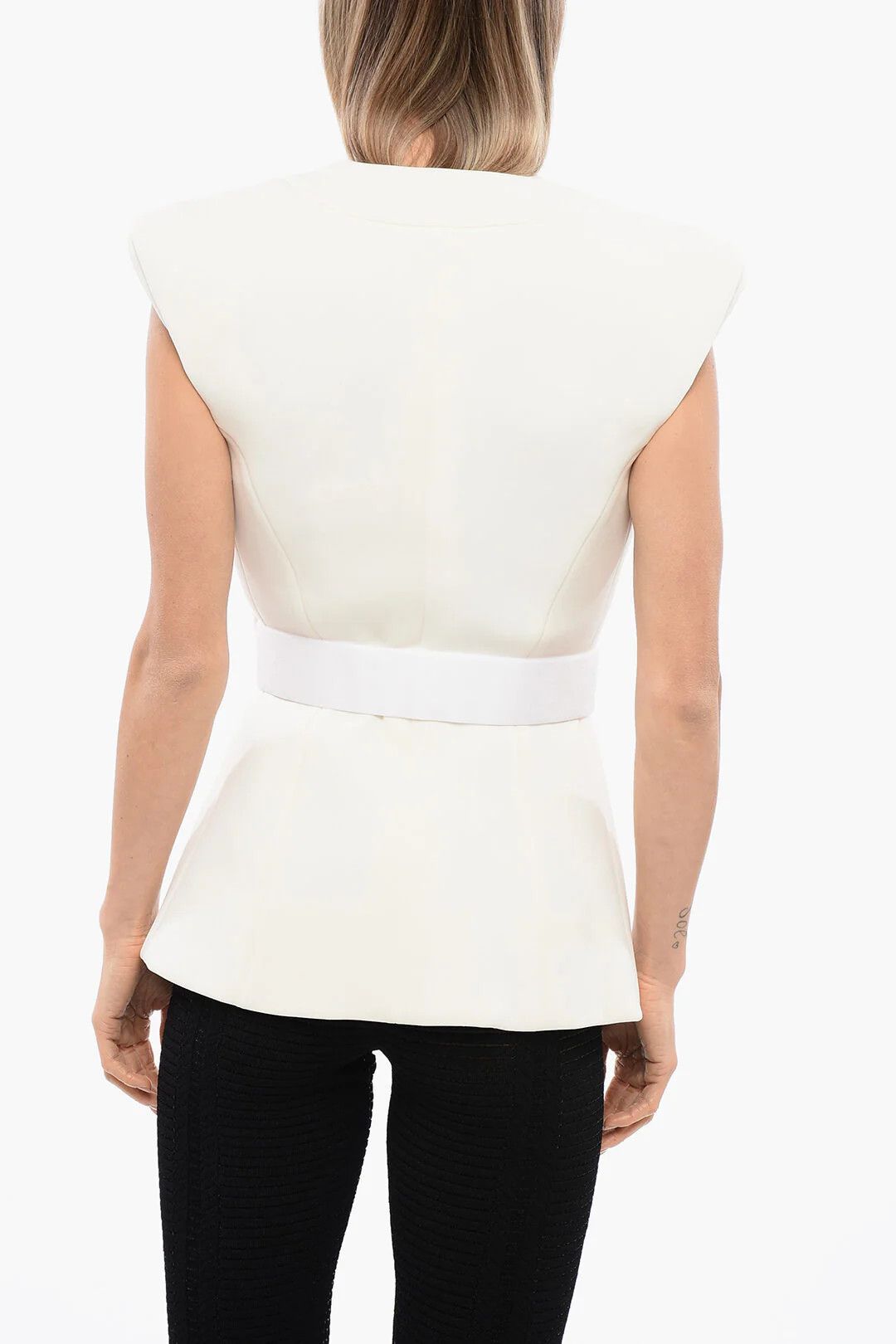 Balmain og1mm0326 Peaked Lapel Gilet in White Size S / US 4 / IT 40 - 2 Thumbnail