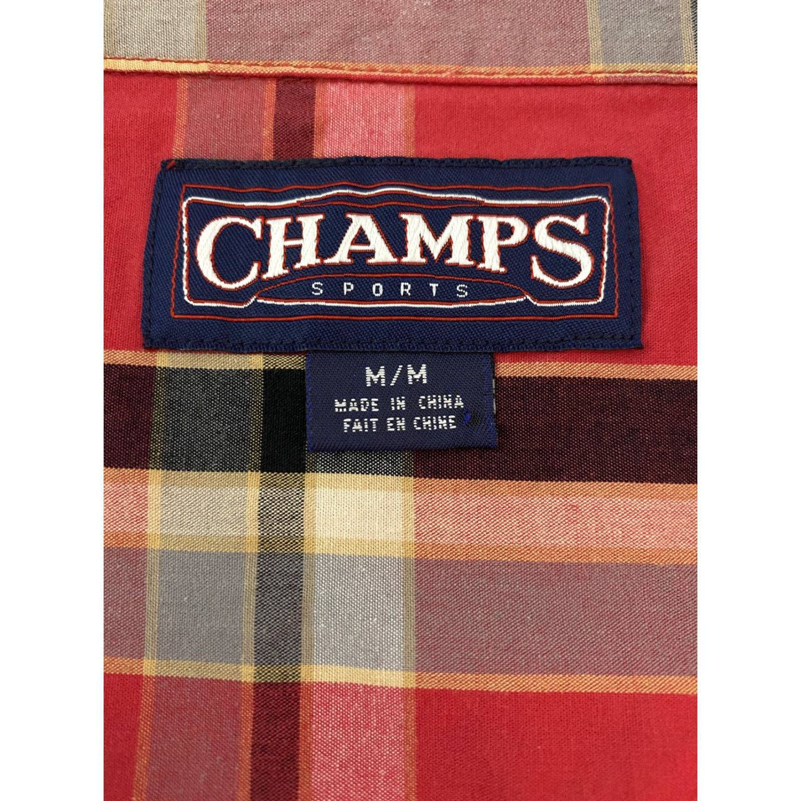 Vintage Champs Shirt Mens Medium Red Plaid Button-Down Short Sleeve Casual Pocket Cotton Size US M / EU 48-50 / 2 - 8 Thumbnail