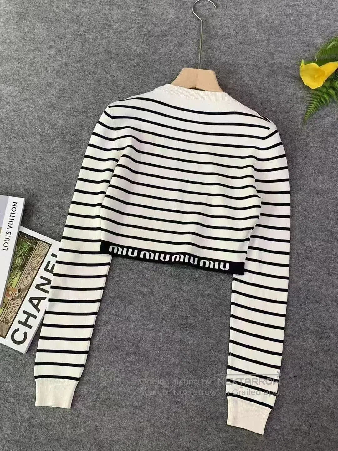 Miu Miu Miu Miu Striped Logo Knit Top. Size S / US 4 / IT 40 - 3 Thumbnail
