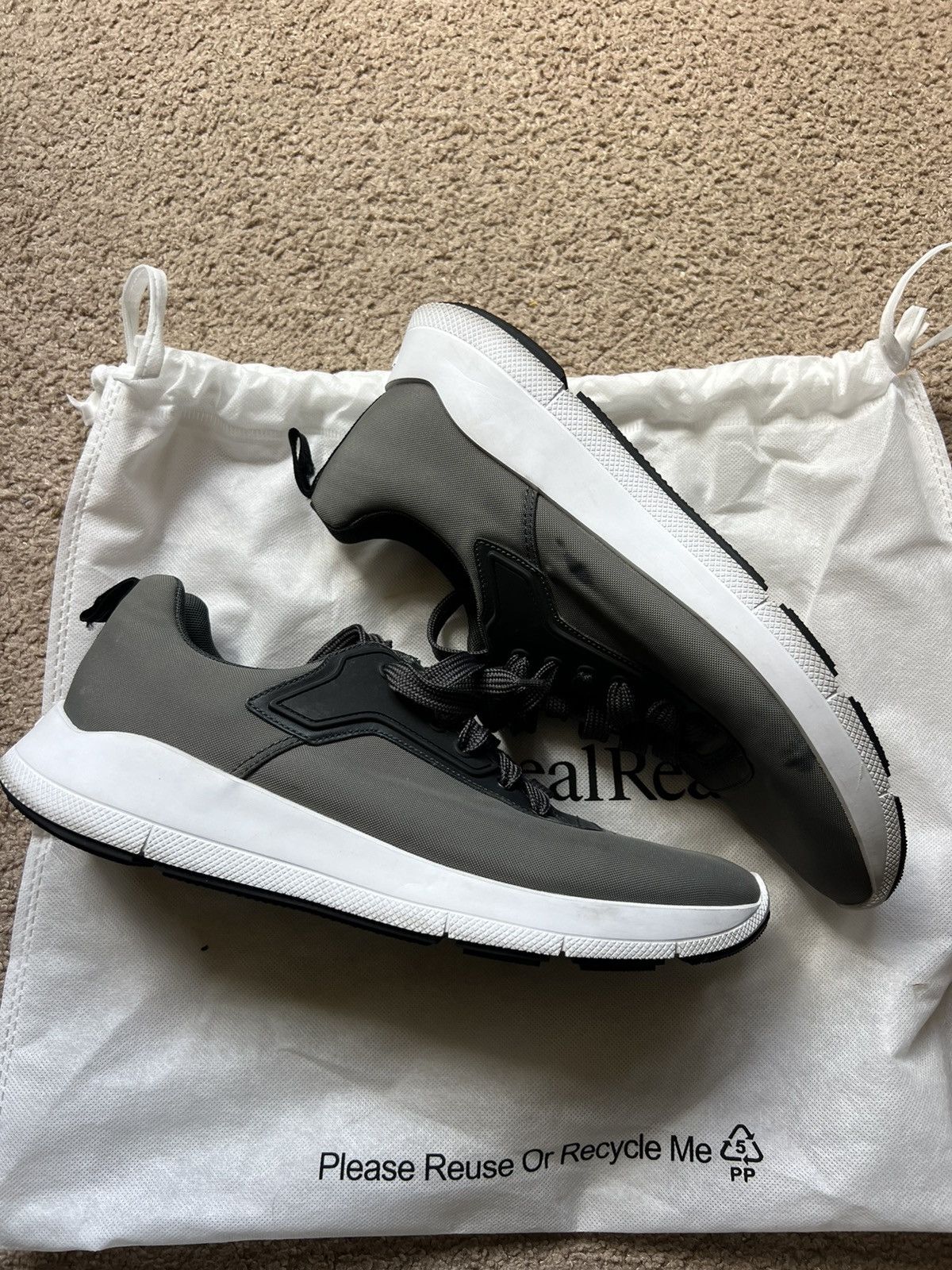 Prada PRADA Men's Black Gray White Lace Up Sneakers Low Top Size US 10.5 / EU 43-44 - 2 Thumbnail
