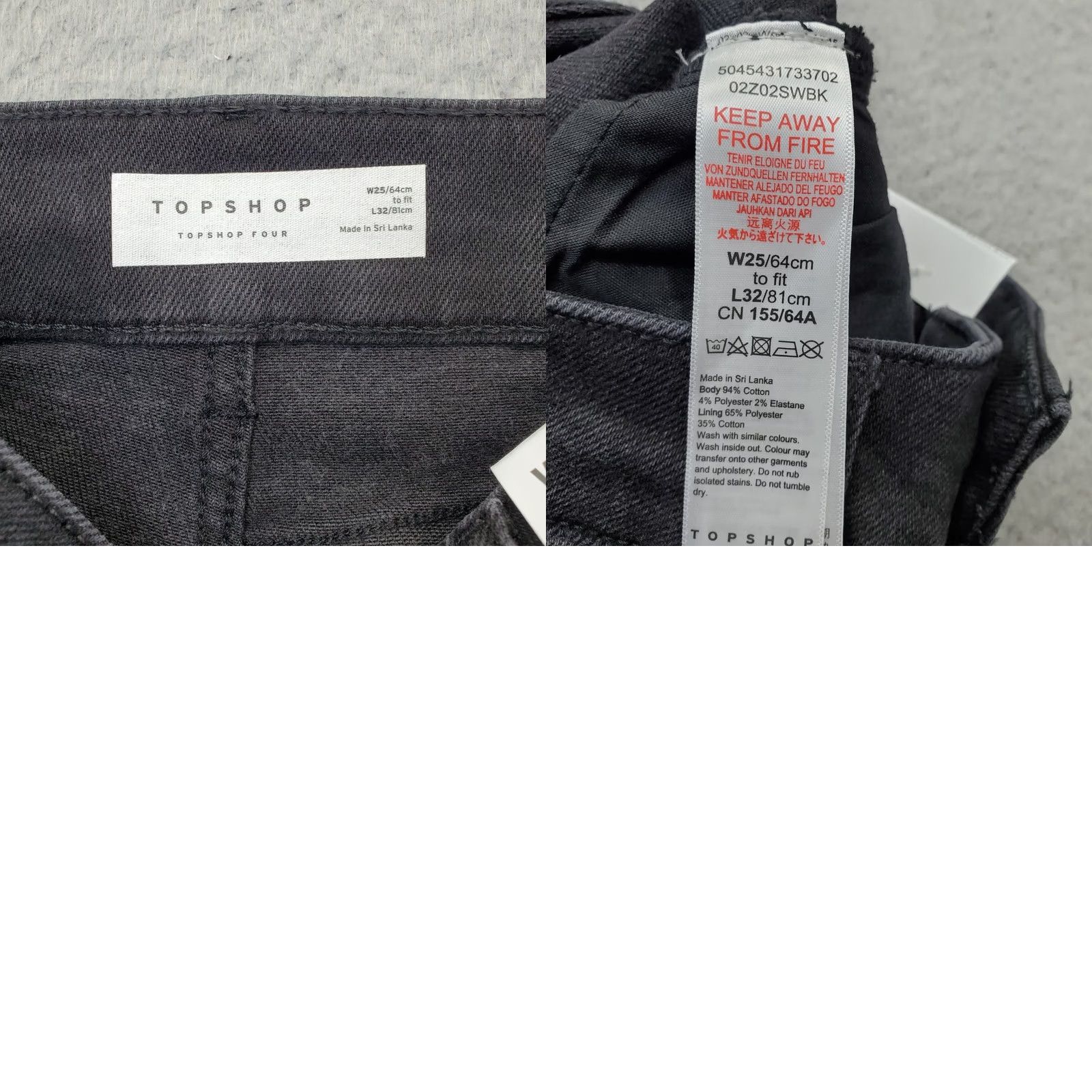 Topshop Topshop Women's Jeans Skinny Black Denim High Waisted 2 Stretch Whiskered Cotton 26.5in Inseam Size 26" / US 2 / IT 38 - 8 Thumbnail