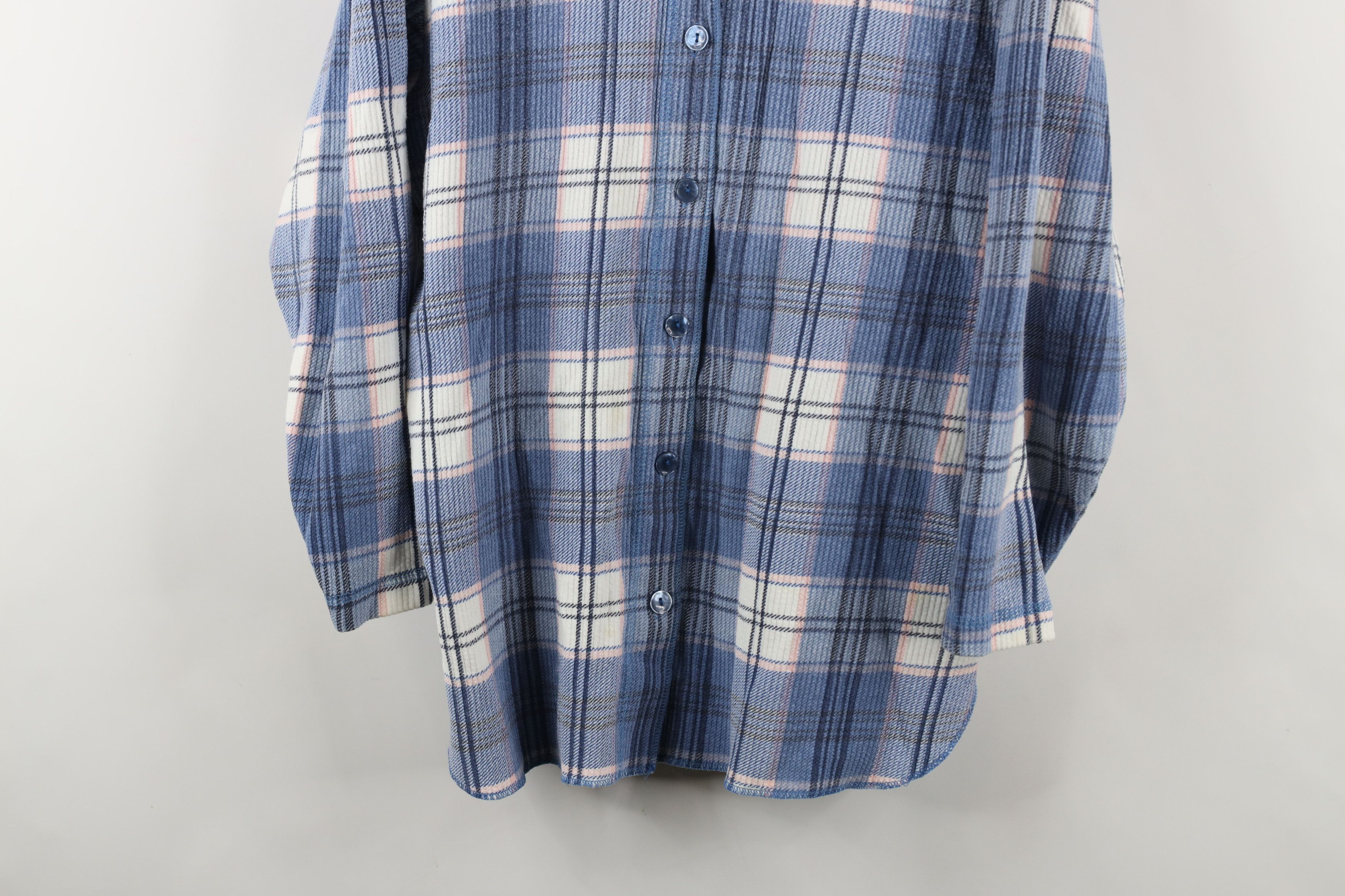 Vintage Vintage 90s Streetwear Ribbed Flannel Collared Button Shirt Size L / US 10 / IT 46 - 3 Thumbnail