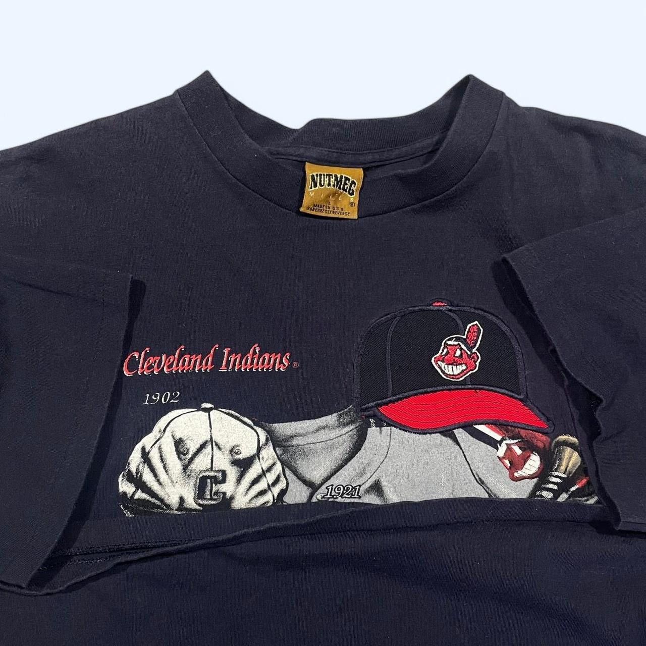 MLB × Nutmeg × Vintage Vintage 90’s Cleveland Indians Nutmeg History T-Shirt Size US L / EU 52-54 / 3 - 6 Thumbnail