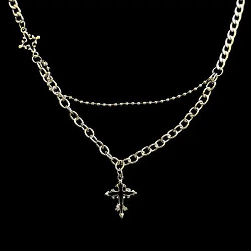 VIBE Cross Chain Necklace Punk Y2K Size ONE SIZE - 3 Thumbnail