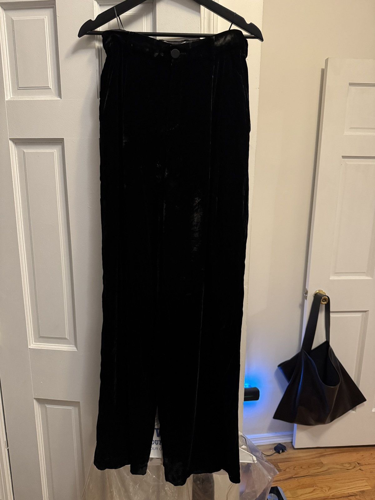 Saint Laurent Paris Black silk velvet wide leg pleated pants Size US 29 - 4 Thumbnail