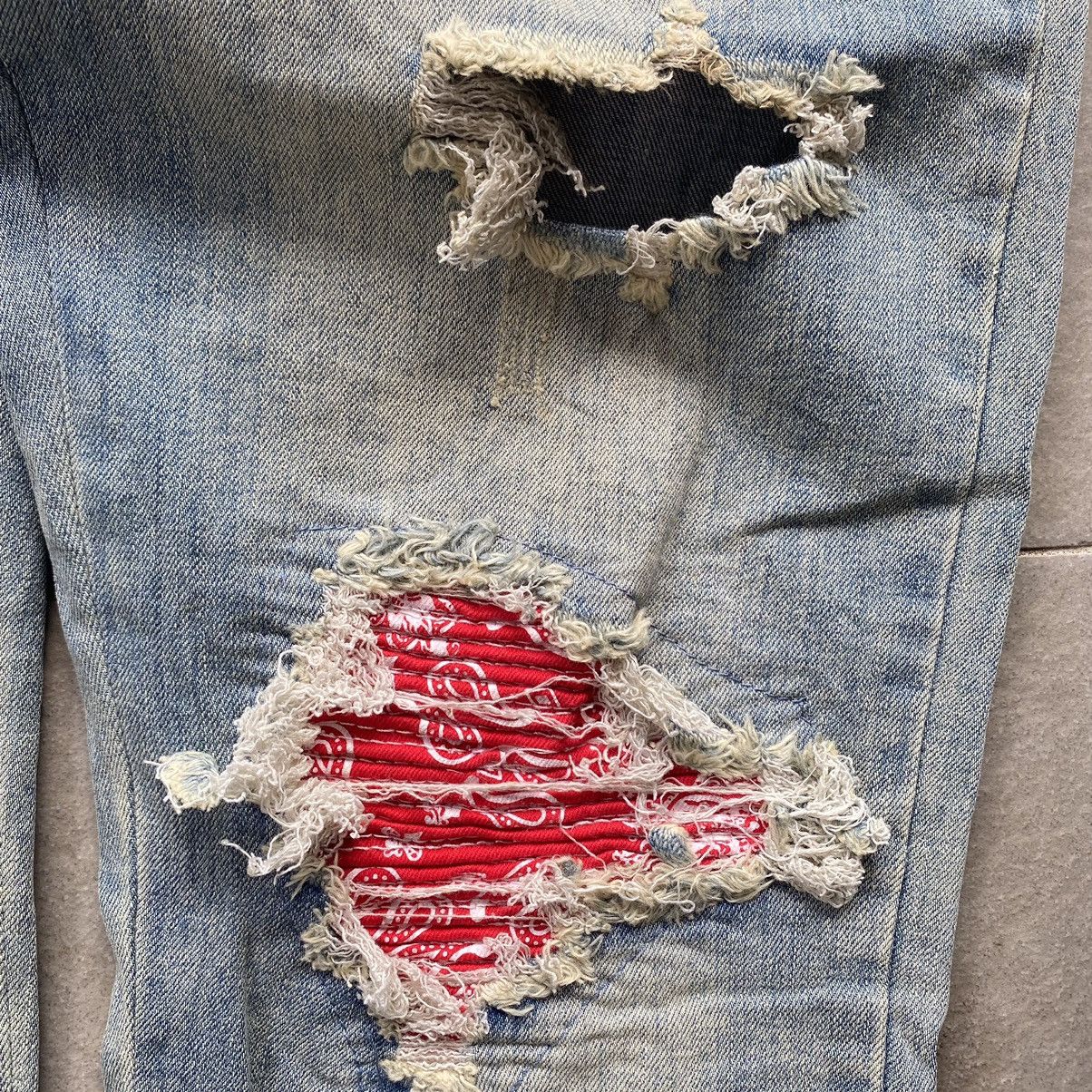 Designer Designer distressed denim boro patches skinny Size US 32 / EU 48 - 4 Thumbnail