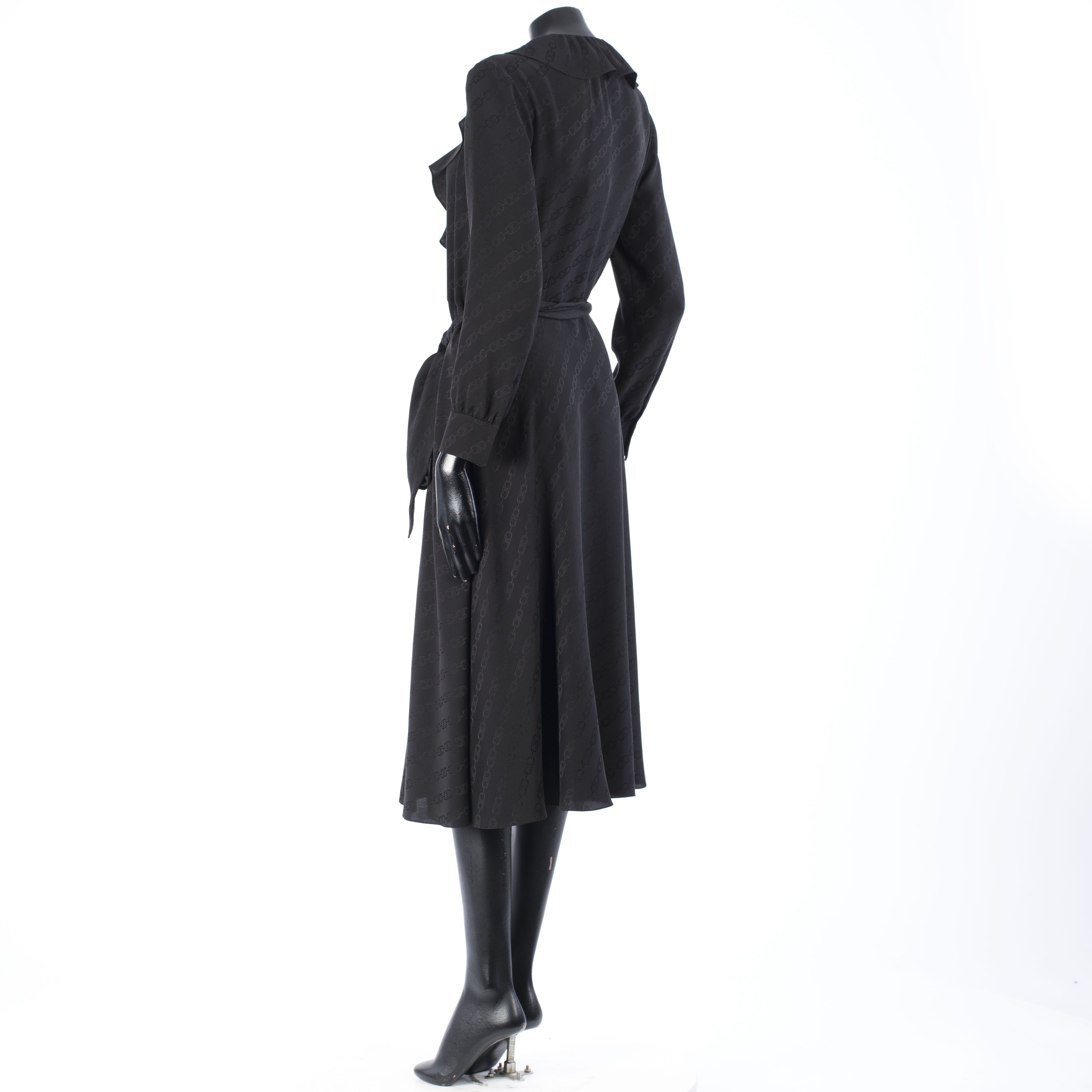 Celine Wraparound Triomphe Midi Dress In Silk Jacquard Size M / US 6-8 / IT 42-44 - 4 Thumbnail