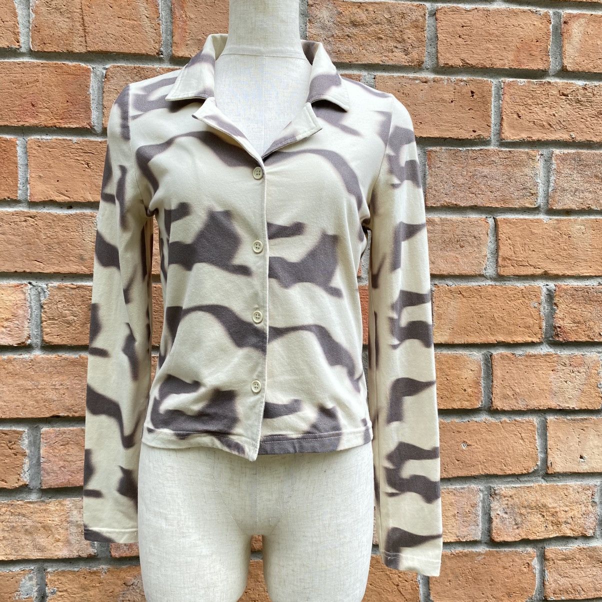 Designer LAGUA GEM Desert Toned Abstract Print Blouse Size S / US 4 / IT 40 - 6 Thumbnail