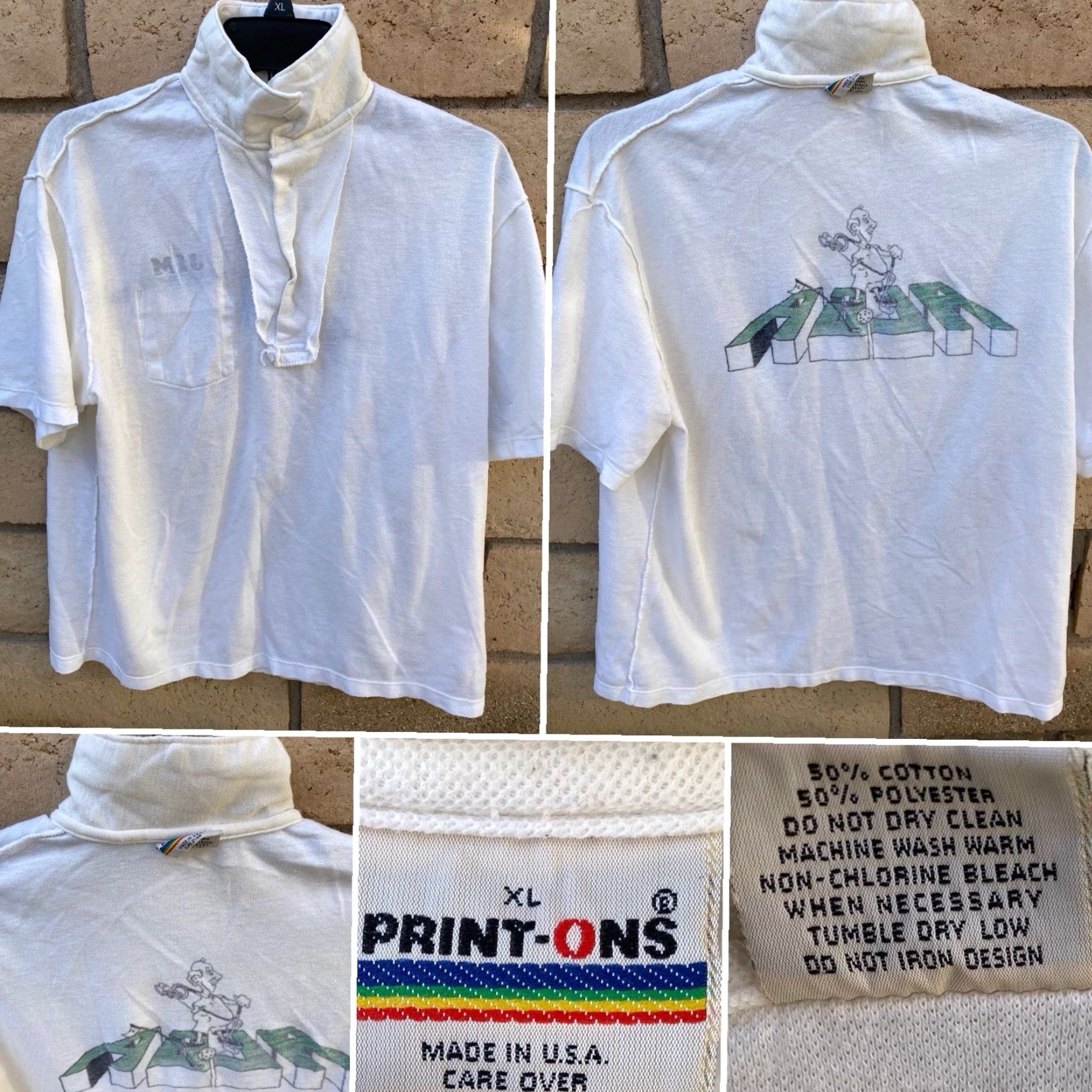 Vintage VINTAGE Print Ons Polo Shirt Golf Golfing Golfer RLGA Graphic Pocket XL White Mens Shirt 1970s 1980s Size US XL / EU 56 / 4 - 7 Thumbnail