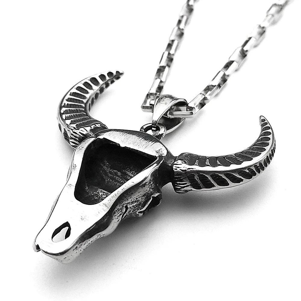 Jewelry Vintage Viking Skull Ghost Bull Head Pendant Necklace Size ONE SIZE - 2 Thumbnail