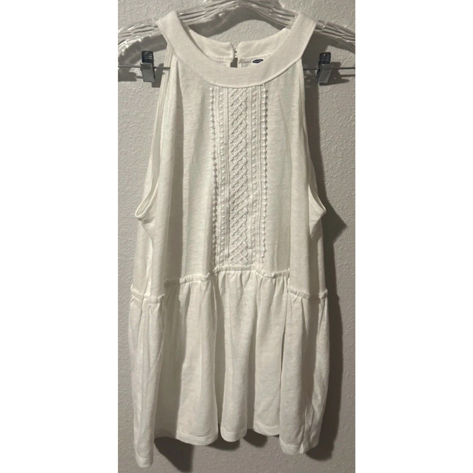 Old Navy NEW Old Navy Linen Tank Top L White NWT 685 Casual Beach Crochet Sleeveless Knit Women Tank Size L / US 10 / IT 46 - 2 Thumbnail