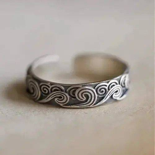 Other Spiral Abstract Circle Silver Modern Punk Art Psychedelic Size ONE SIZE - 2 Thumbnail