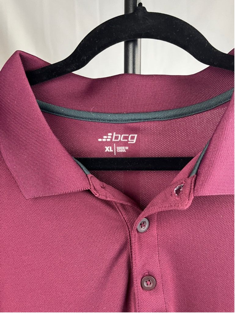 BCBGeneration BCG Performance Polo Shirt XL Maroon Quick-Dry Athletic Fit Size US XL / EU 56 / 4 - 5 Thumbnail
