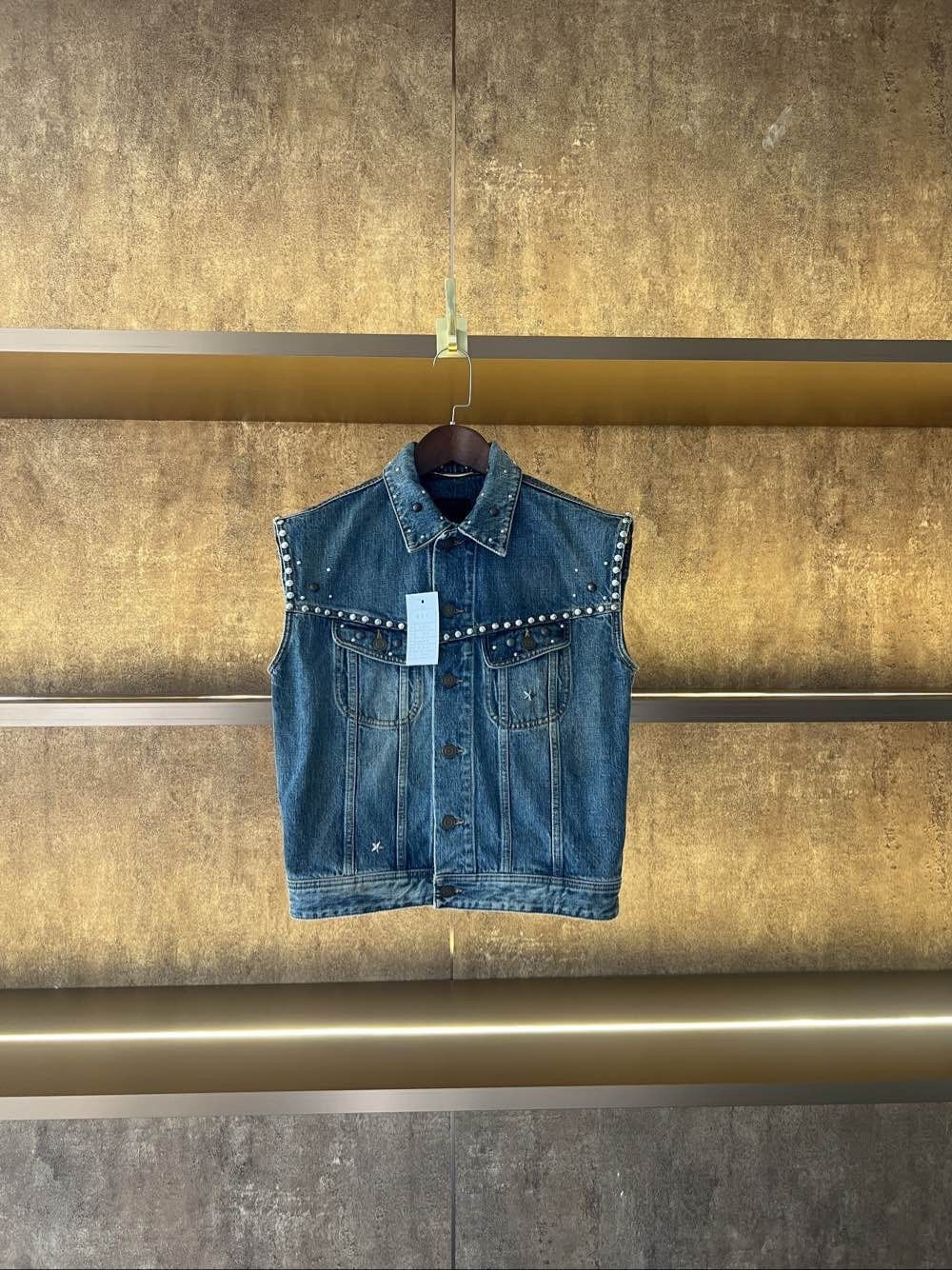 Saint Laurent Paris Saint Laurent Studded Denim Vest Size S Size US S / EU 44-46 / 1 - 1 Thumbnail