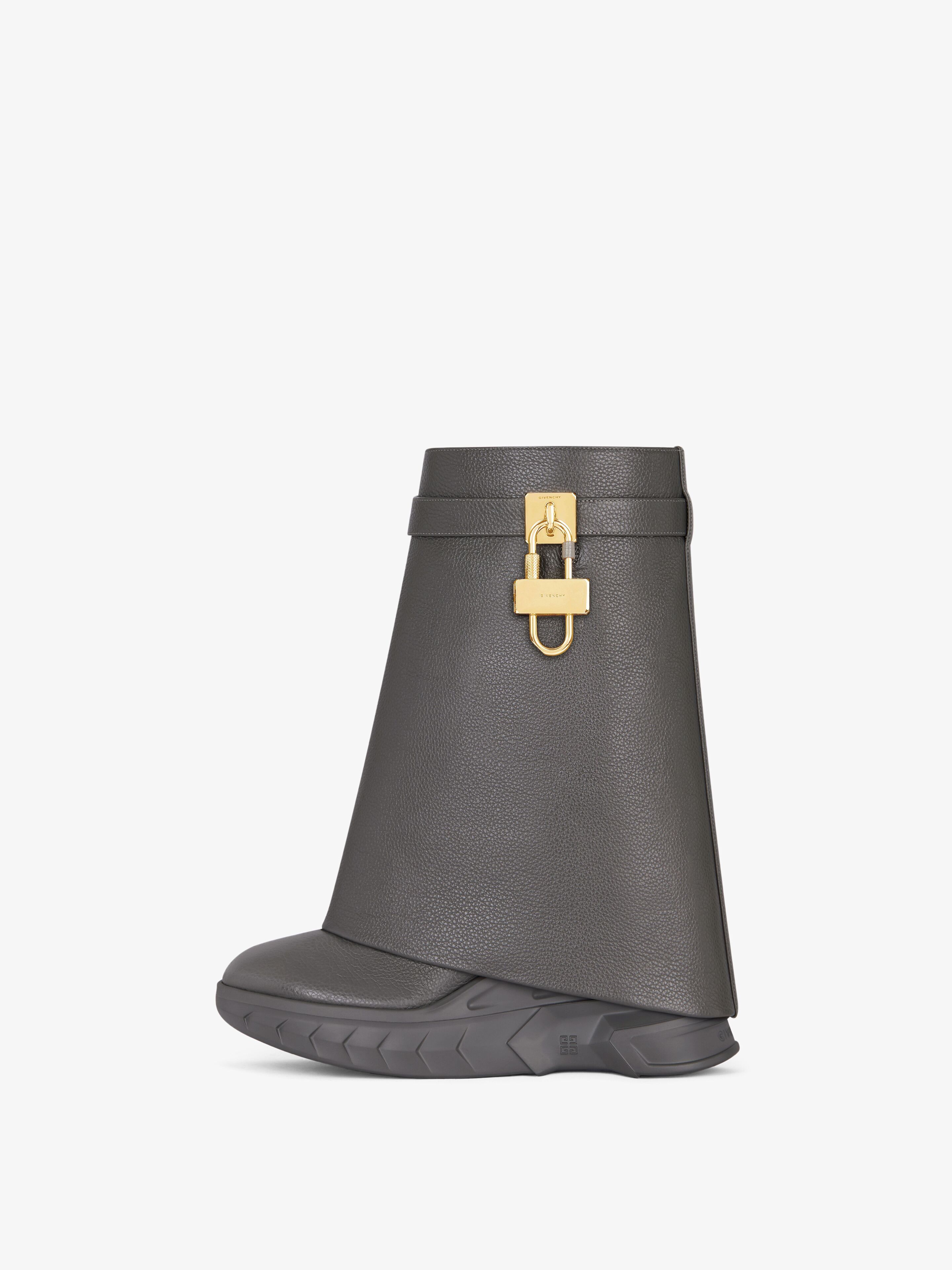 Givenchy o1srvl11e0525 Shark Lock Ankle Boots Biker Low Wedge Size US 7 / IT 37 - 4 Thumbnail