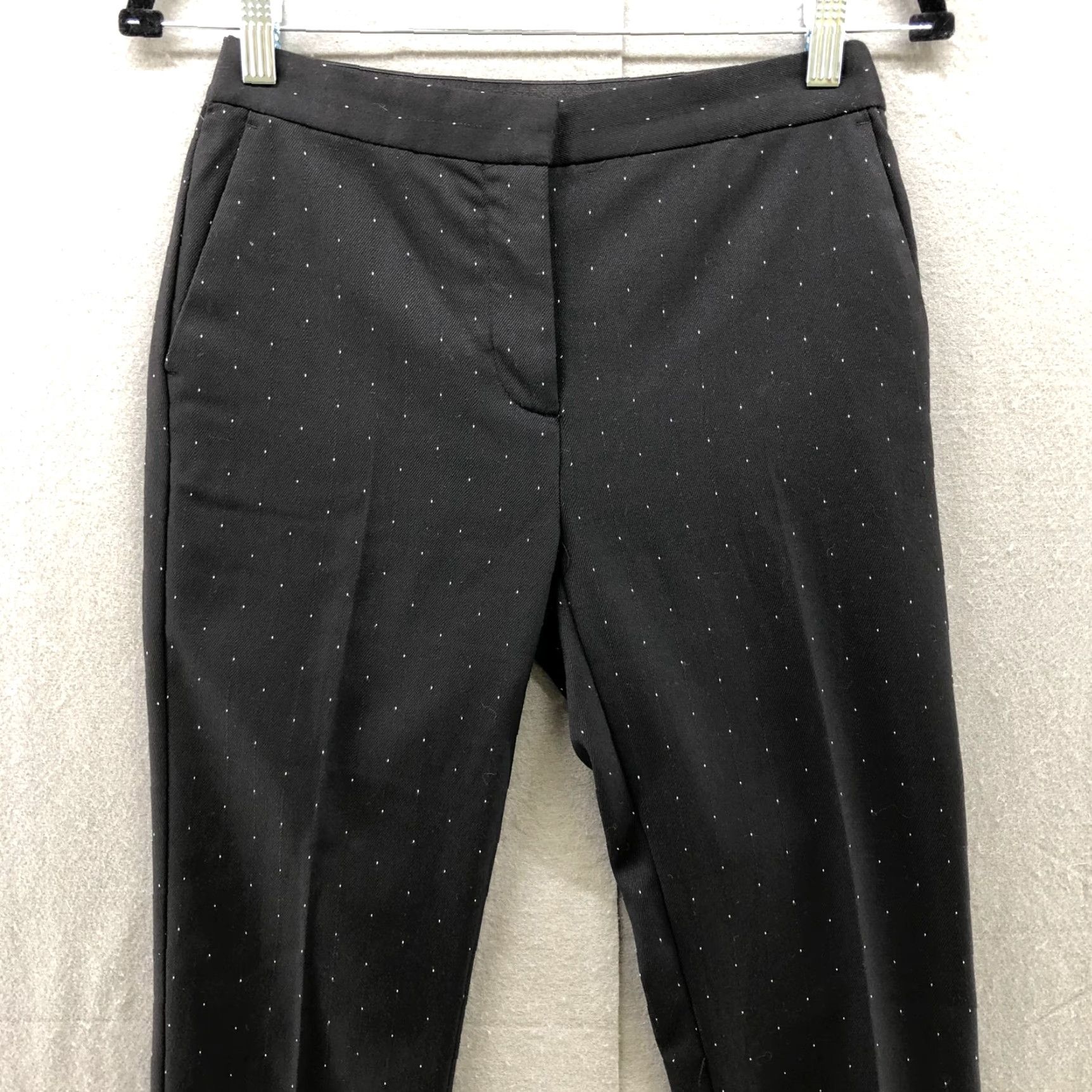 Zara Zara Dress Pants Womens S Black Polka Dot Slim Straight Leg Mid Rise Comfort Waist Dress Pants Women Size 28" / US 6 / IT 42 - 4 Thumbnail