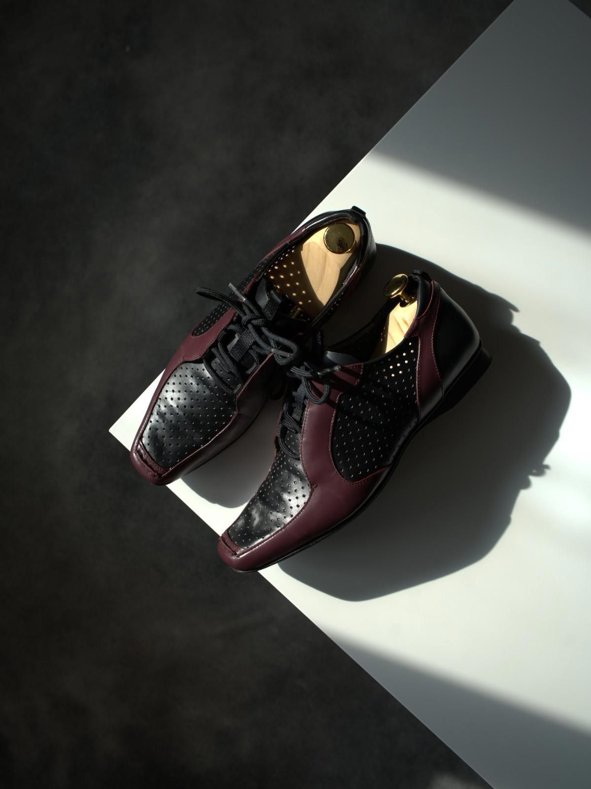 Prada 2000s Prada Square Toe Perforated Leather Purple Shoes Size US 4 / IT 34 - 1 Thumbnail