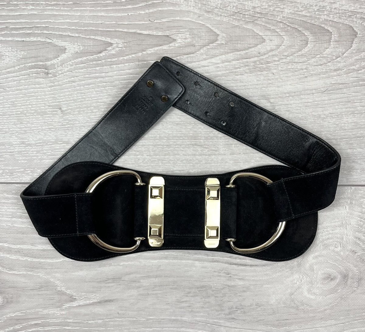 Gucci Gucci Tom Ford Black Suede Big Buckle Waist Belt Size ONE SIZE - 4 Thumbnail